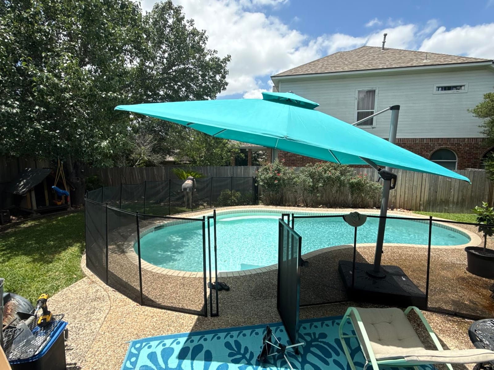 4×108FT Pool Fence, 350gsm Teslin Mesh Pool Safety Fence, Black customer photo 1