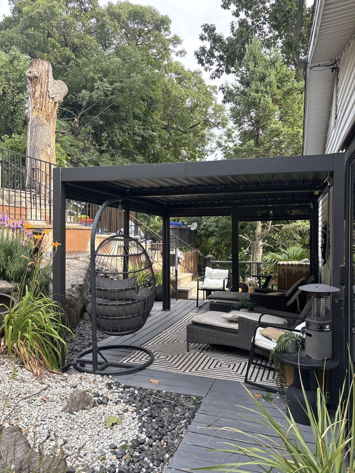Airwire 10x12 FT Louvered Pergola with Curtains & Netting Gray customer photo 2