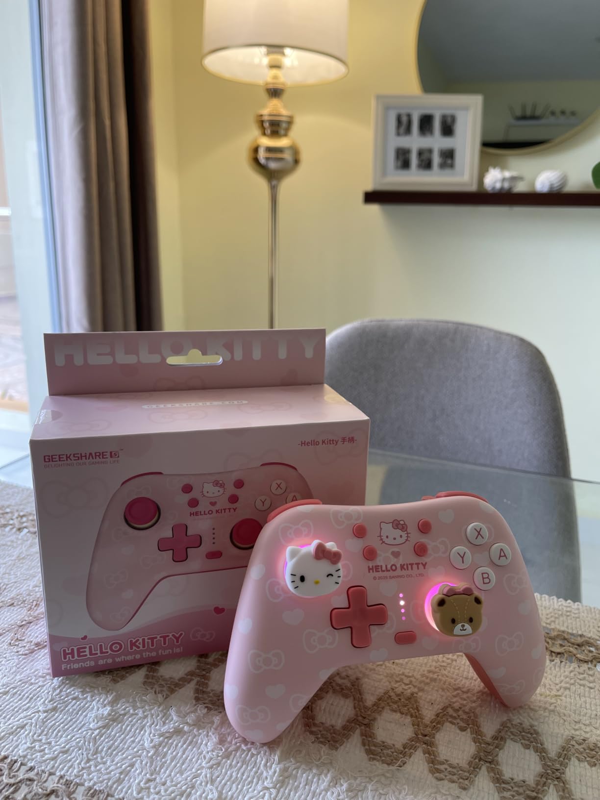 Kuitmor Hello Kitty Switch Pro Controller, Cute Hall Effect Wireless Gamepad No Drift for Switch 2/Switch/OLED/Lite, PC/Steam, Android, iOS, Bluetooth + Wired, Turbo, Back Buttons,6-Aixs Gyro, Wake-up, RGB (Pink, Without 2.4g Receiver) customer photo 2