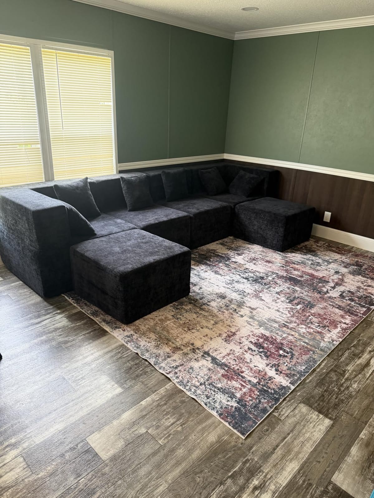 Rugflix 8x10 Area Rugs for Living Room, Washable Large Rug Stain-Resistant Low Pile, Modern Dark Carpet for Dining Room Home Office Kid Room Nursery Bedroom, Navy Blue/Black customer photo 1