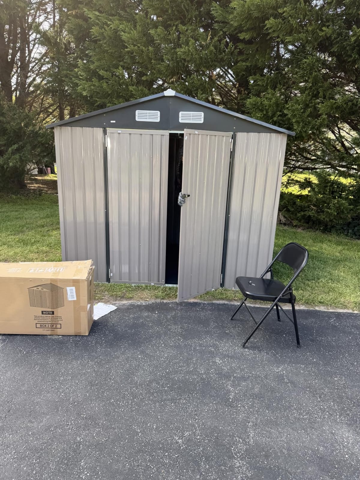 Aoxun 7.3'x5.3' Shed with Floor Galvanized Steel Outdoor Storage Shed Brown | Metal Garden Shed with Double Doors, Moisture-Proof Floor & Ventilation, Sloped Roof for Garden, Patio, Backyard customer photo 1