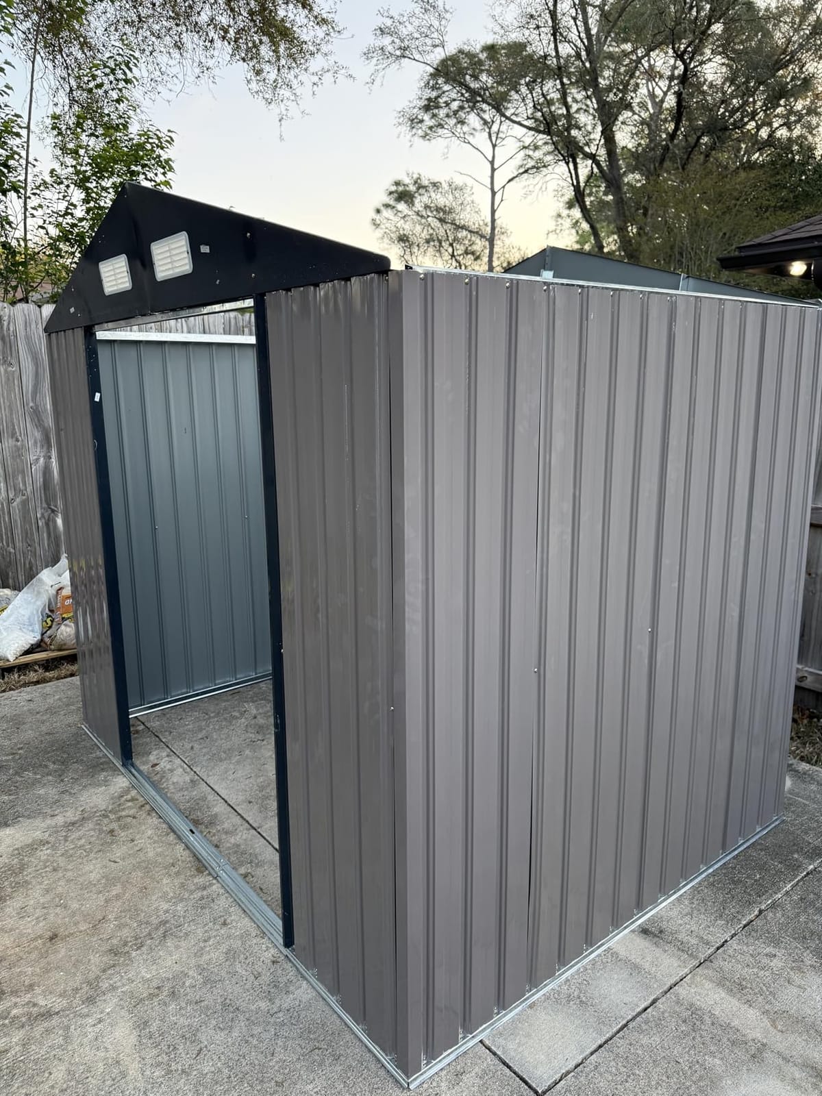 Aoxun 7.3'x5.3' Shed with Floor Galvanized Steel Outdoor Storage Shed Brown | Metal Garden Shed with Double Doors, Moisture-Proof Floor & Ventilation, Sloped Roof for Garden, Patio, Backyard customer photo 2