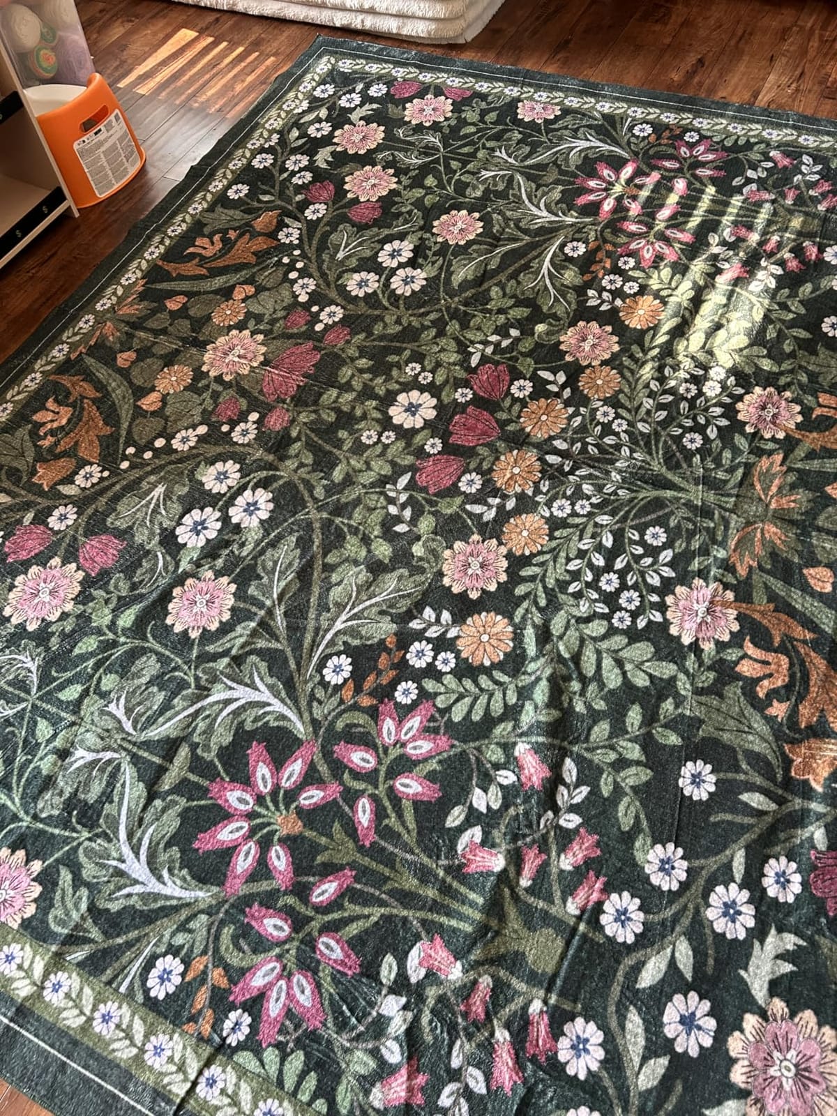 PLHXFR Area Rug 9x12 Living Room: Floral Washable Boho Carpet Dark Green customer photo 1