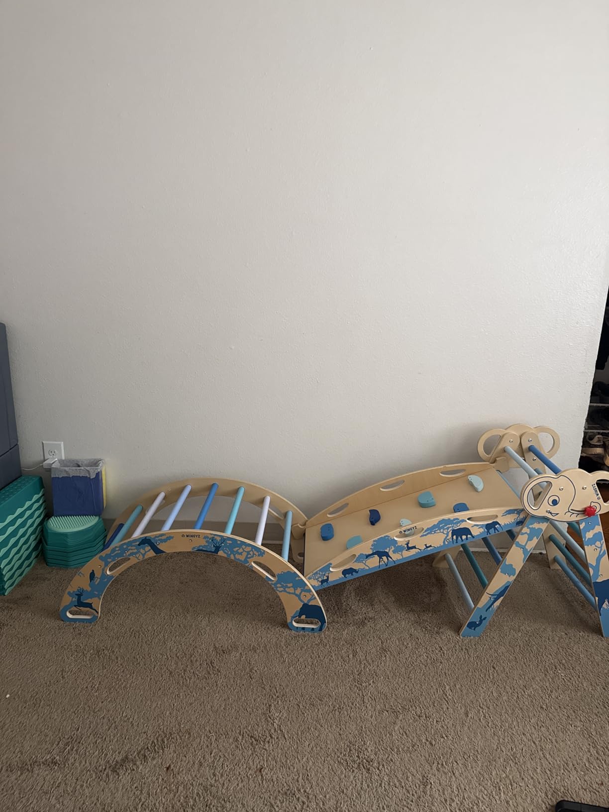 WINGYZ Pikler Triangle Set, Montessori 8-in-1 Climbing Set with Cushion | Wood Jungle Gym for 18M-5Y, Foldable, Reversible Animal Slide, Patent-Protected, 2.35in Gap, ASTM F963, Wood customer photo 1