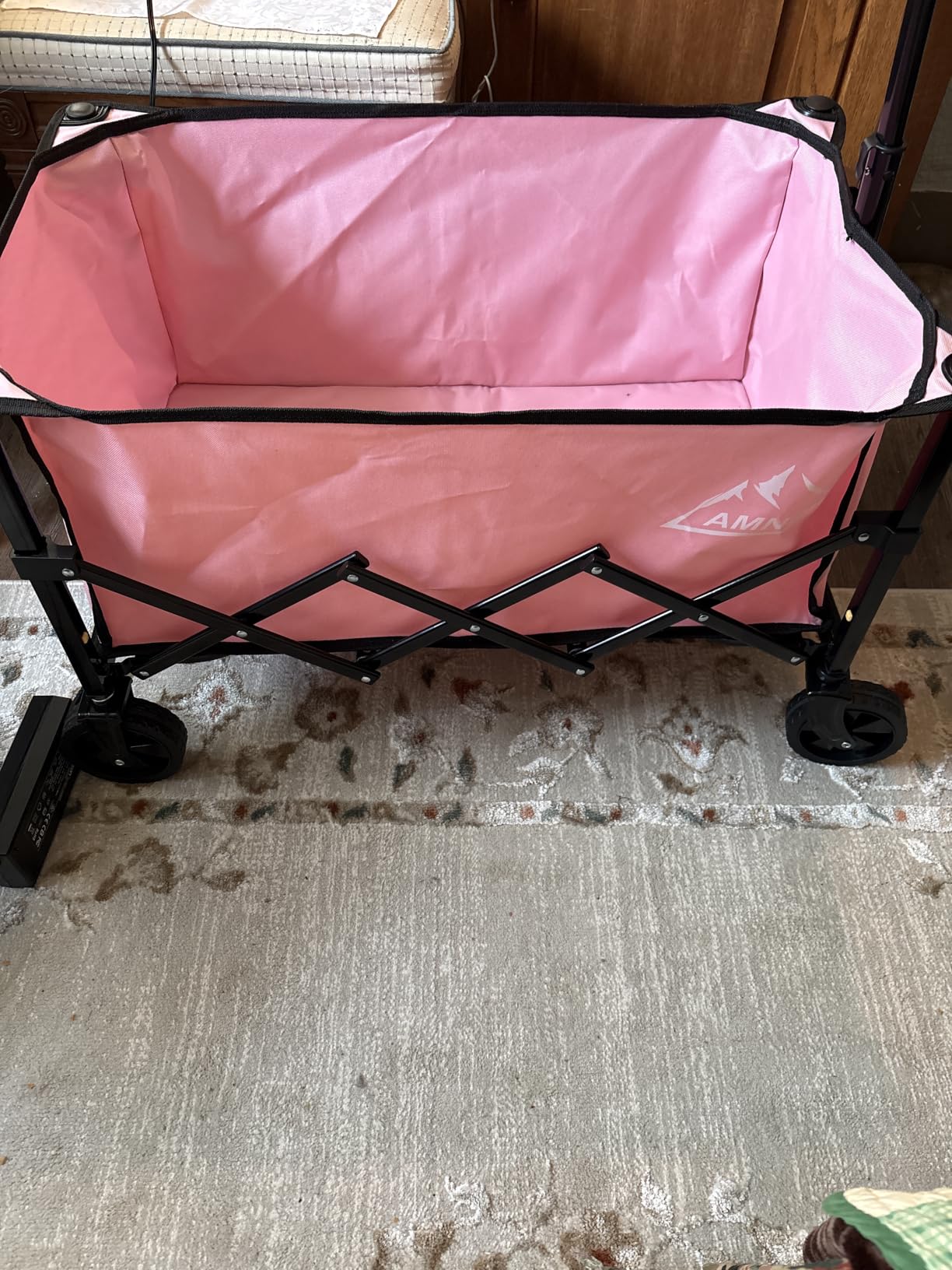 AMNOW 100L Collapsible Wagon Cart with All Terrain Wheels, 350LBS, Black - Rust-proof steel frame, 28x18x12in, only 13lbs, easy one-hand fold, garden camp beach trips customer photo 1