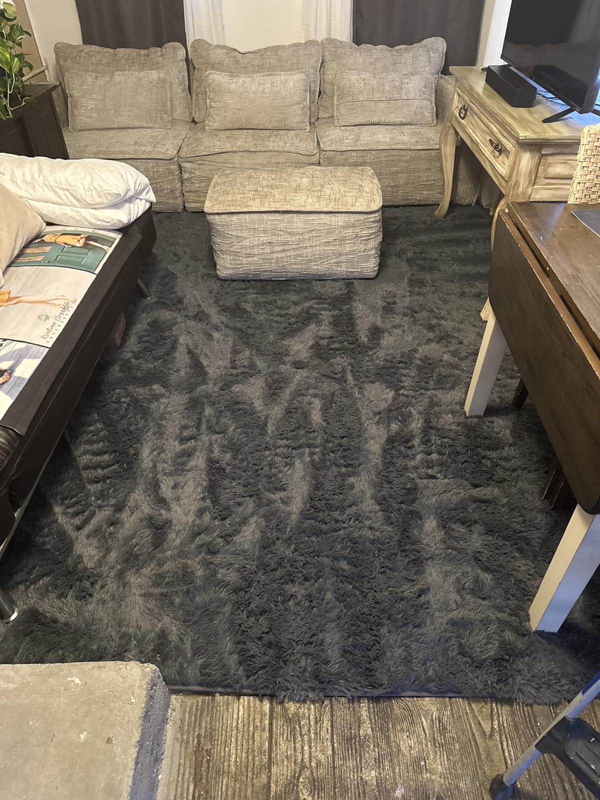 8x10 Fluffy Shag Area Rugs for Living Room Bedroom: Soft Plush Carpet Grey customer photo 1