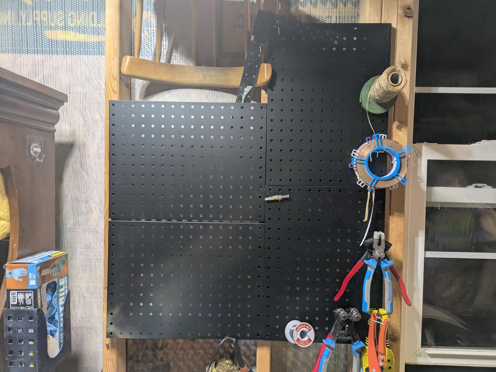 Heavy Duty Peg Board, 4 Pack Metal Pegboard Panels with 50 Hooks | Black Pegboard Organizer - Heavy Duty Wall Mount Storage System for Garage Tools, Workbench, Office & Home Organization customer photo 1