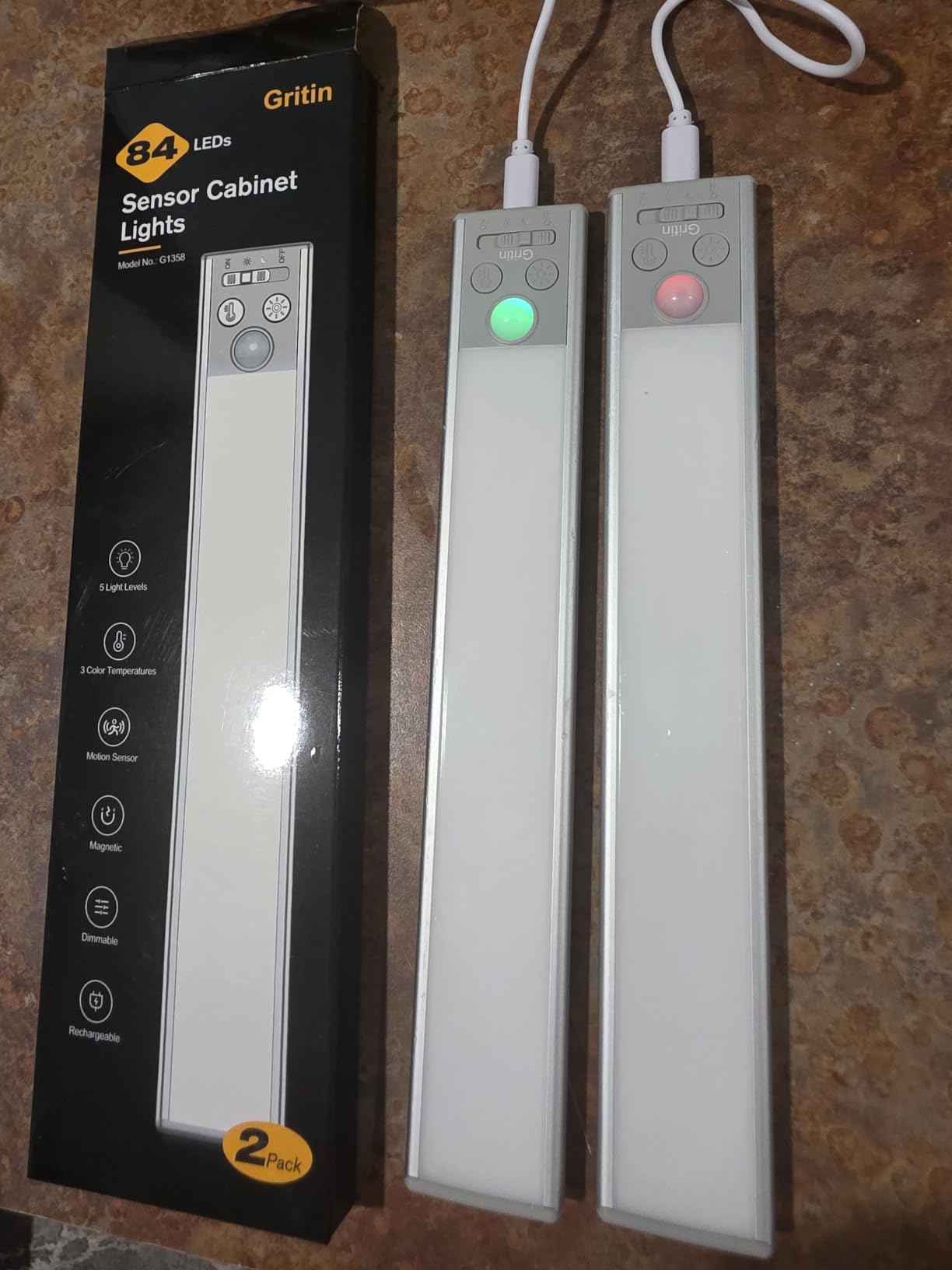 Gritin 14.7inch Under Cabinet Lighting Rechargeable 2 Pack customer photo 1