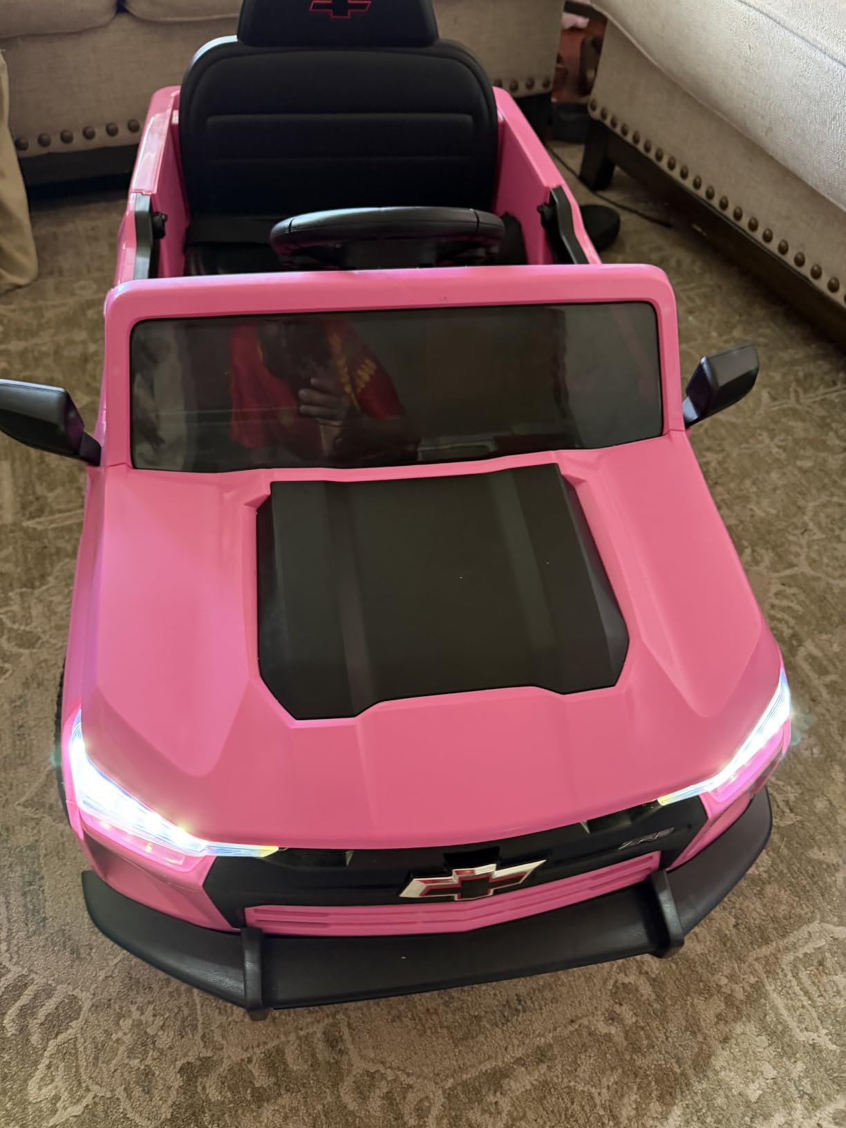 Winado 12V Licensed Chevrolet Colorado Electric Ride on Car for Kids, Pink | Ride on Toys for Toddlers w/ Remote Control, Battery Powered, Bluetooth, Soft Start, LED Lights customer photo 1