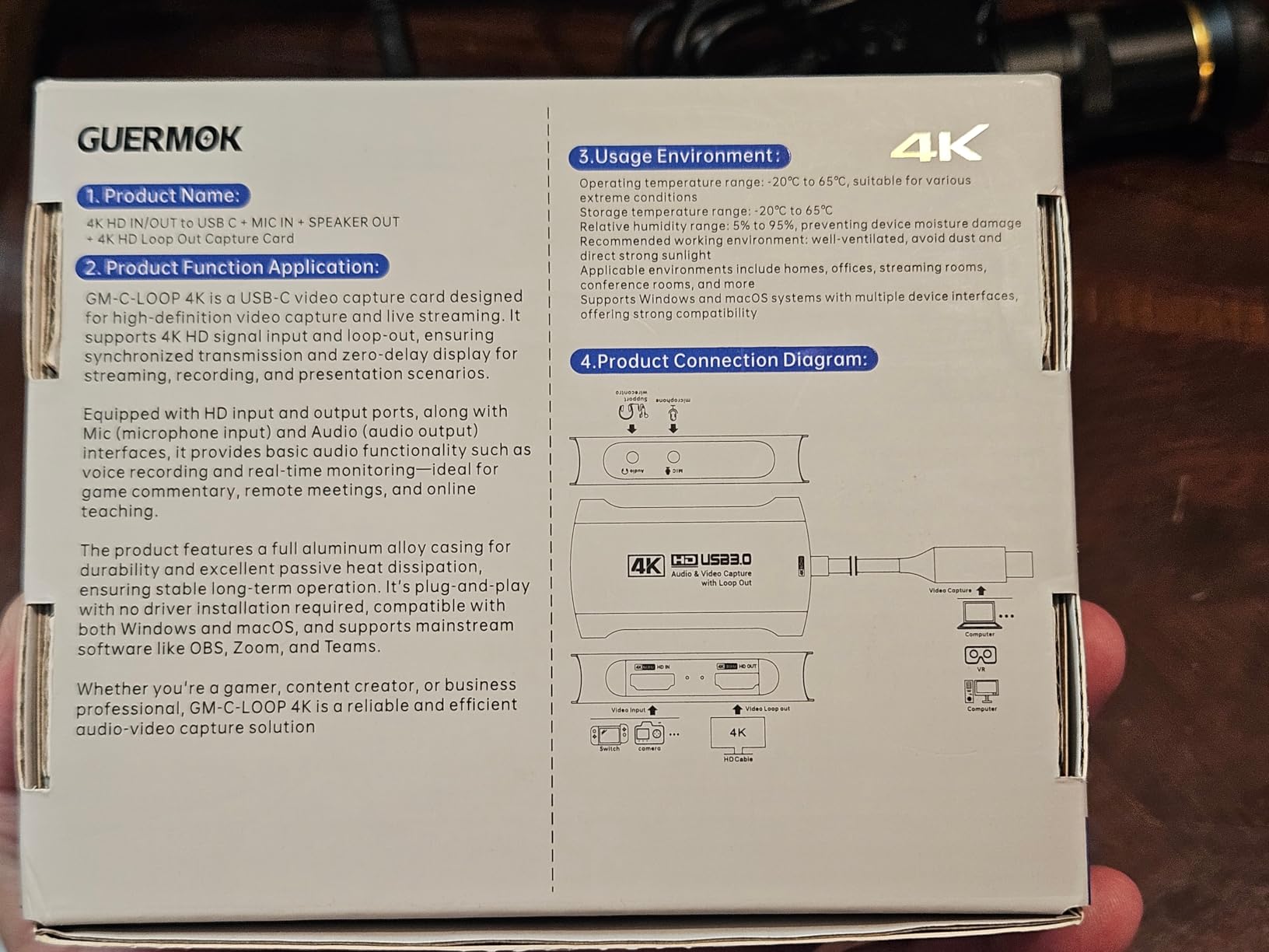 Guermok 4K@60FPS Capture Card for Streaming, 2K@120FPS USB3.0 HDMI Capture customer photo 2