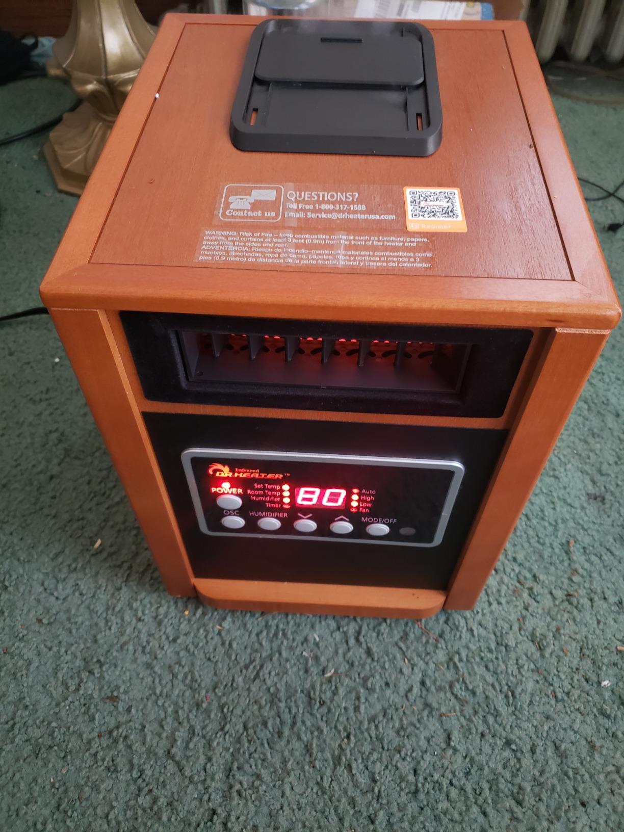 DR. Infrared Heater DR-123 Indoor Portable Space Heater with Remote Control, 1500W Dual Heating, 4 Wheels for Mobility, Programmable Timer, Thermostat, Ultra Quiet, Coffee customer photo 1