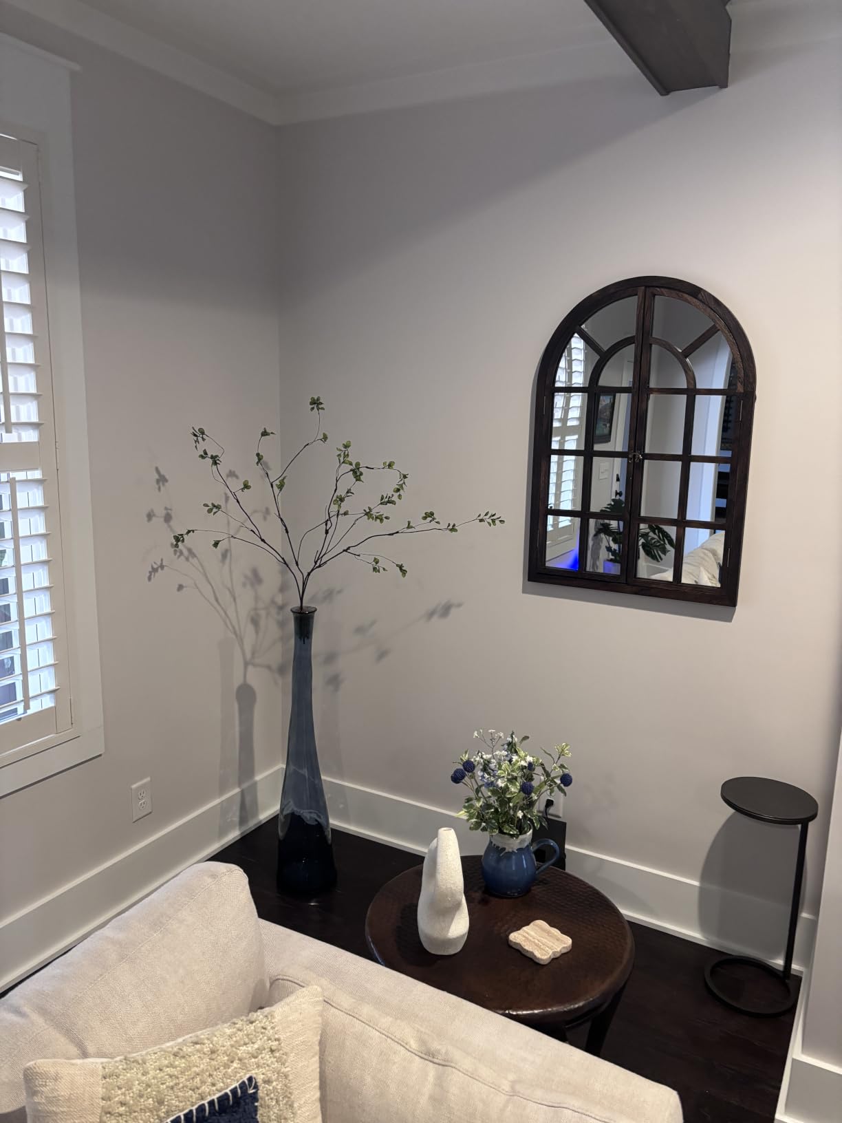 Farmhouse Window Mirror for Wall, 38”x26” Rustic Vintage Arch Mirror customer photo 2