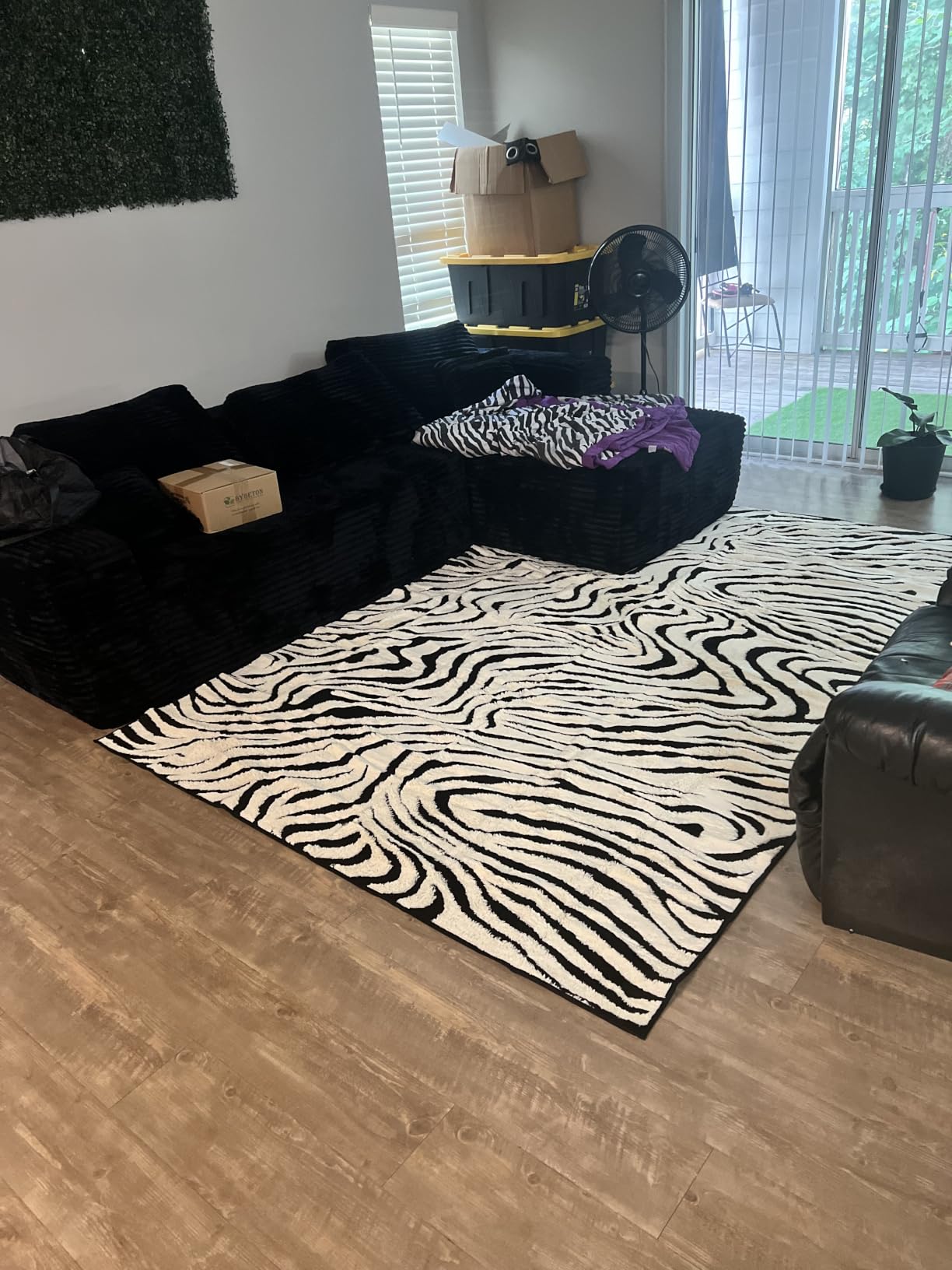 YIHOUSE 5×7 Ft Area Rugs for Living Room: Modern Washable Rug - Abstract Black and Cream White Rug for Bedroom Dining Room Office Playroom Nursery Home Decor - Nonslip Non-Shedding Striped Rugs customer photo 2