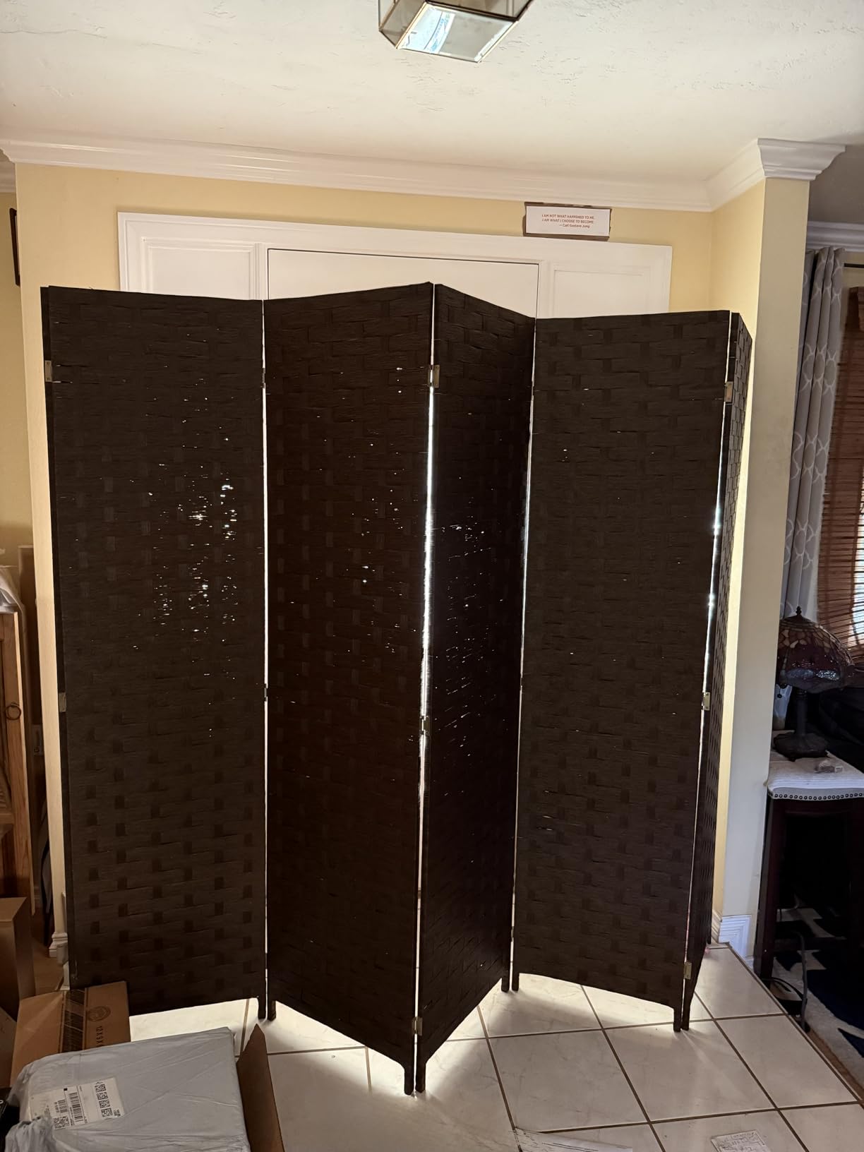 FDW 4-Panel Folding Room Divider | 6ft, Coal Black | Light & Portable customer photo 1
