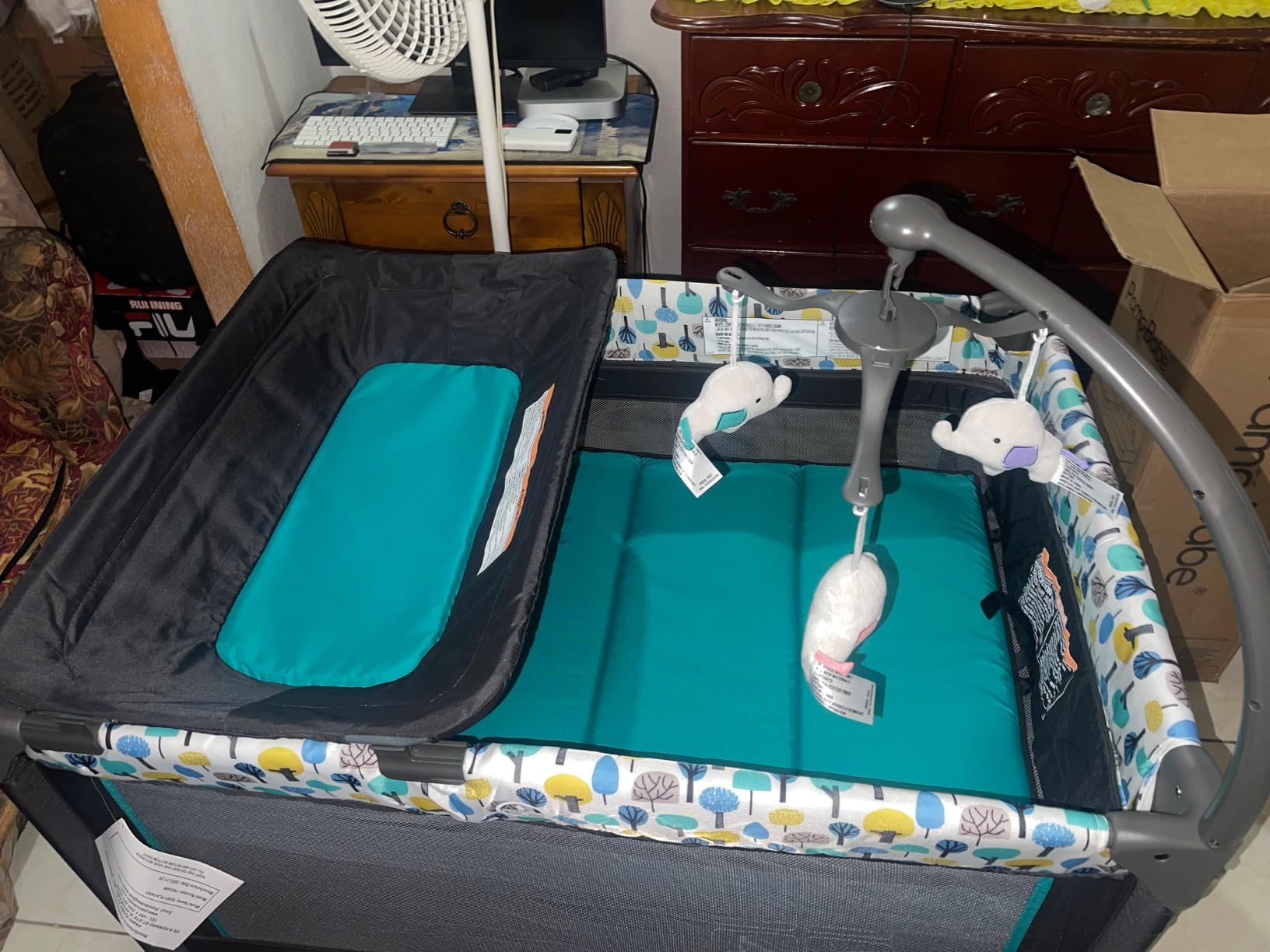 Pamo Babe Pack and Play with Bassinet Magic Fold Playard, 1 Step Set, Foldable Playpen with Changing Table, Grey customer photo 2