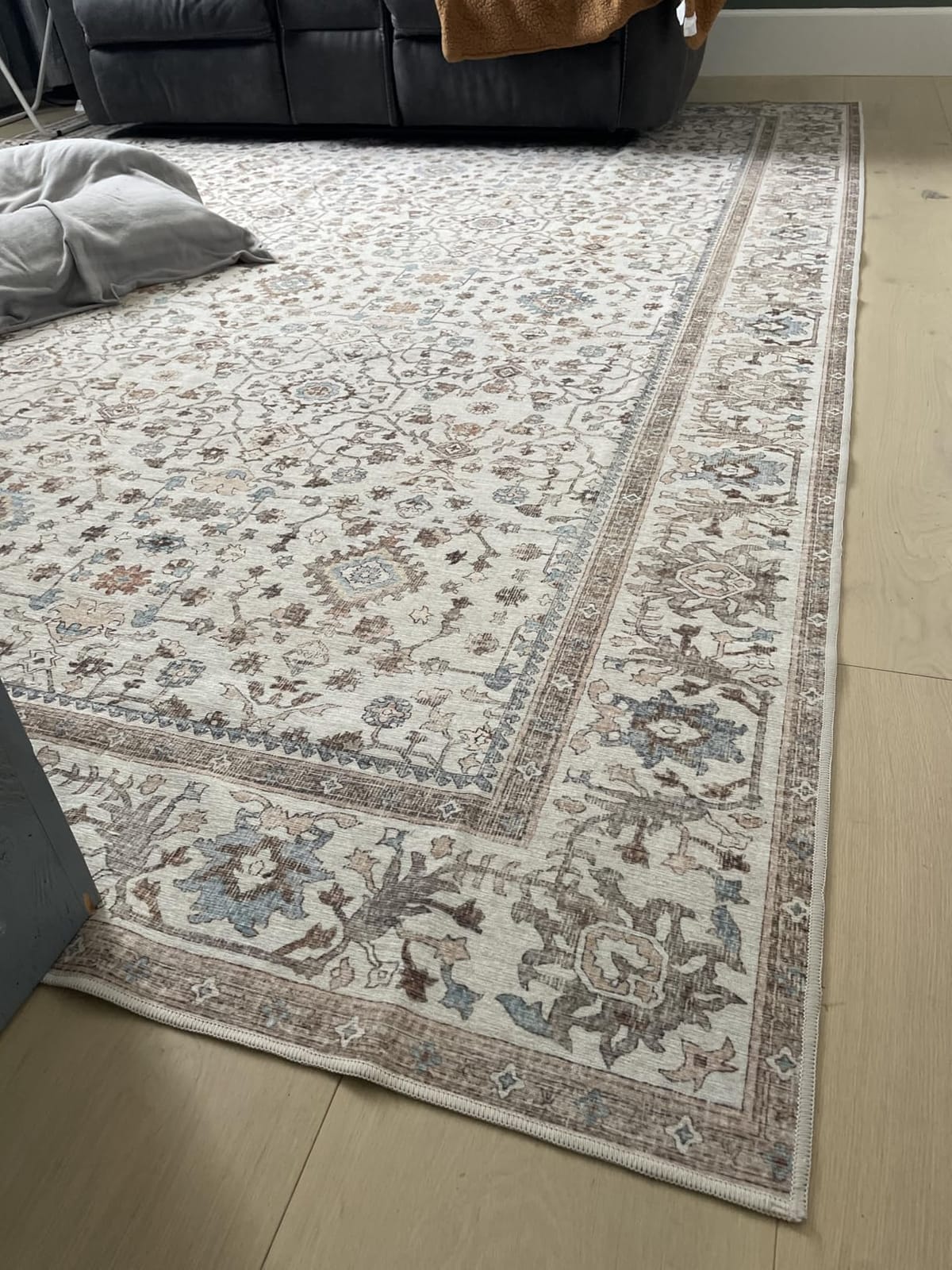 GENIMO No-Wash 8X10 Area Rug for Living Room Bedroom Patio, Waterproof Stain Resistant Oil Proof Chenille Carpet, Non Slip Vintage Boho Rug for Dining Room & Home Office Decor– Light Taupe Brown customer photo 1