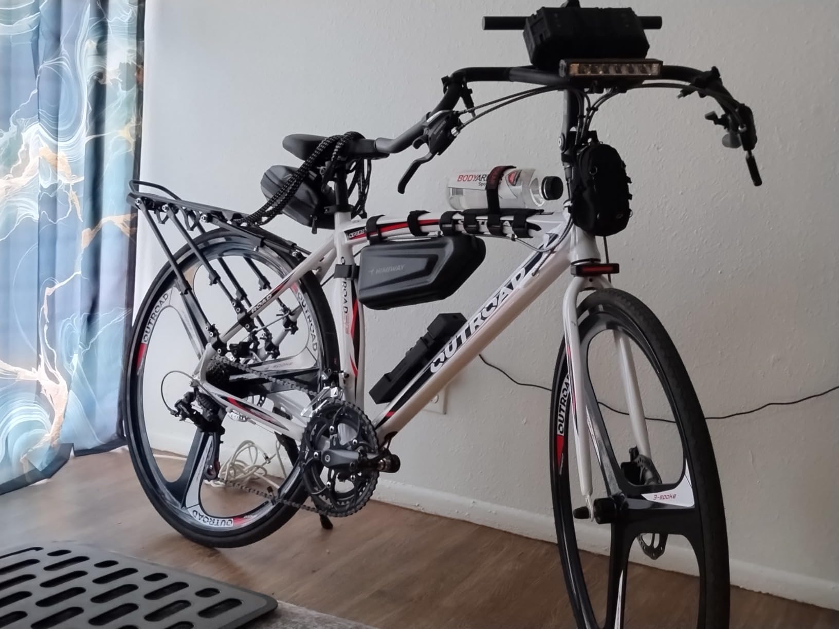 Outroad Road Bike 14 Speed 700C Wheel with Light Aluminum Alloy Frame Commuter Bicycle with Dual Disc/V Brakes for Men, Women and Adult Racing Bike, (Blue, Red, Black, White) customer photo 2