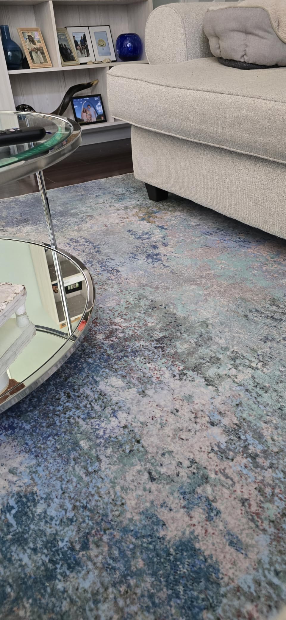 GENIMO 5X7 Washable Modern Area Rugs for Living Room, Non-Slip Low Pile Chenille Print Rug, Soft Rugs for Bedroom Dining Room Home Office, Dusk Tide customer photo 1