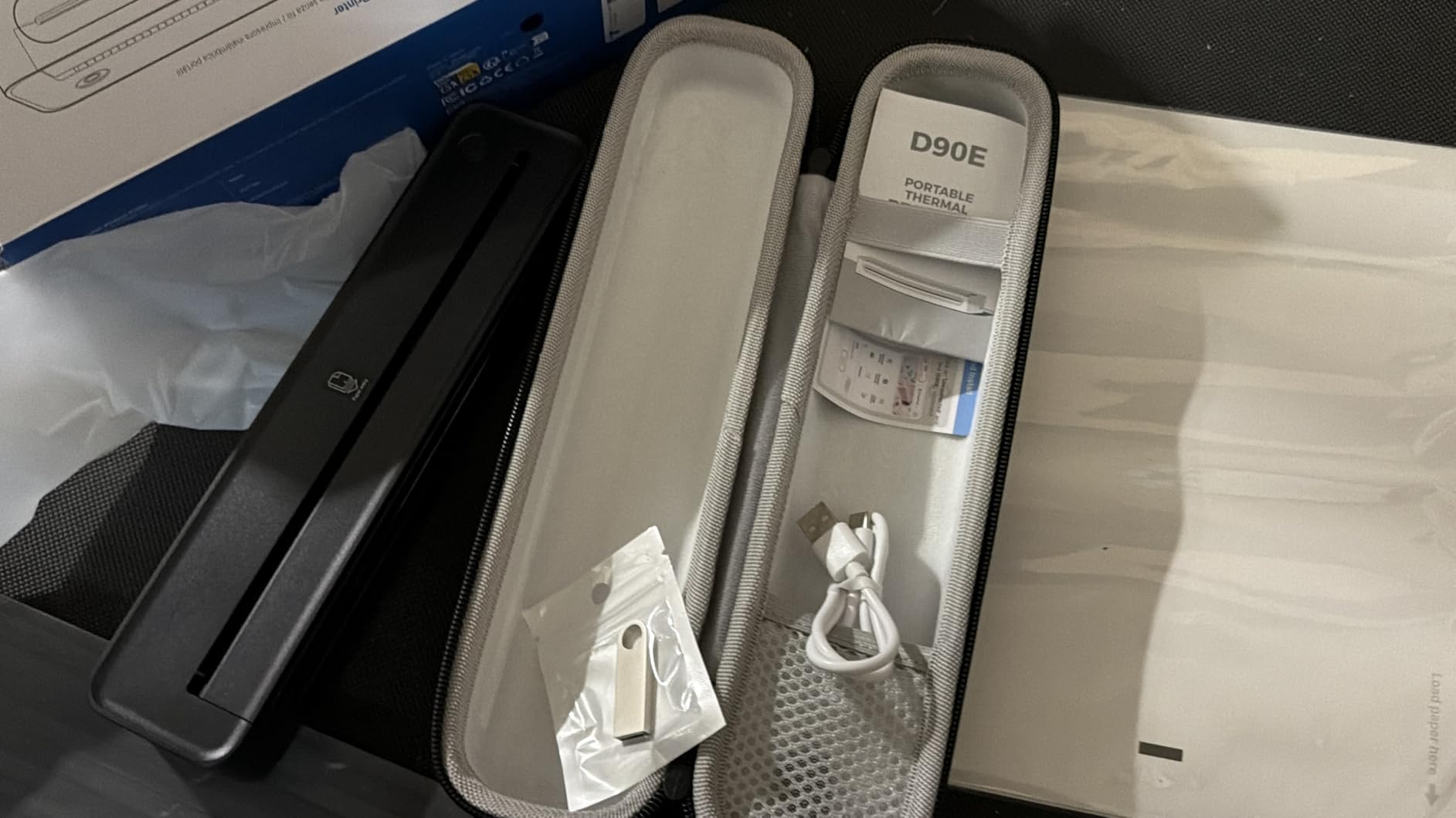 D90E Inkless Portable Thermal Printer with Case – 8.5