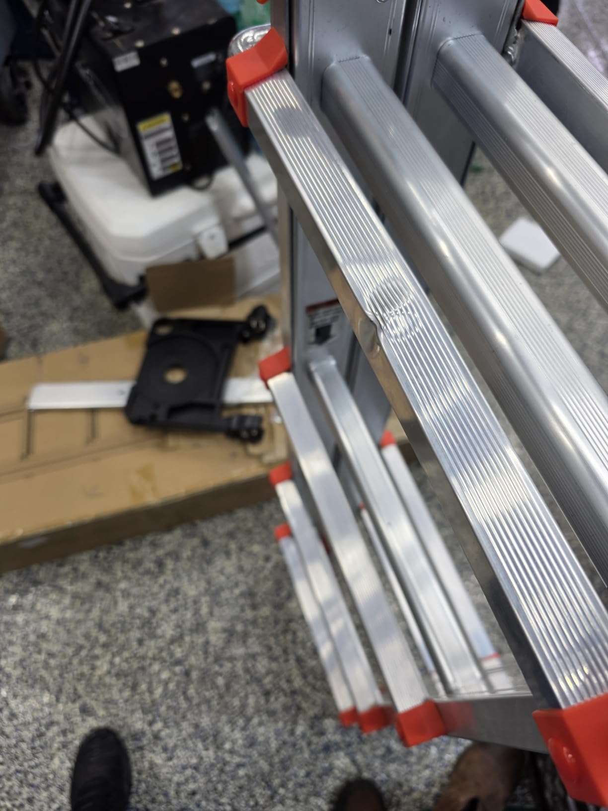 Soctone Ladder, A Frame Extension Ladder, 17.7 Ft Multi Position Ladder | 330 lbs Weight Rating Telescoping Ladder for Household or Outdoor Work, Multi Position with Stabilizer Bar, Orange customer photo 2