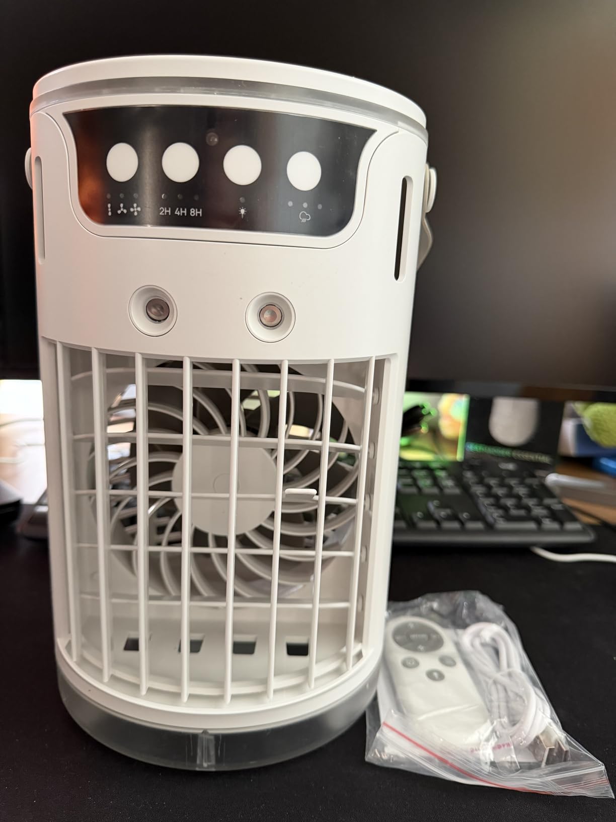 Portable Air Conditioners, Personal Evaporative Air Cooler 1200ML with Ice Cooling Mist Fans That Blow Cold Air Like AC Mini AC Unit for Bedroom, Home Office Desk and Car RV (Ivory White) customer photo 2