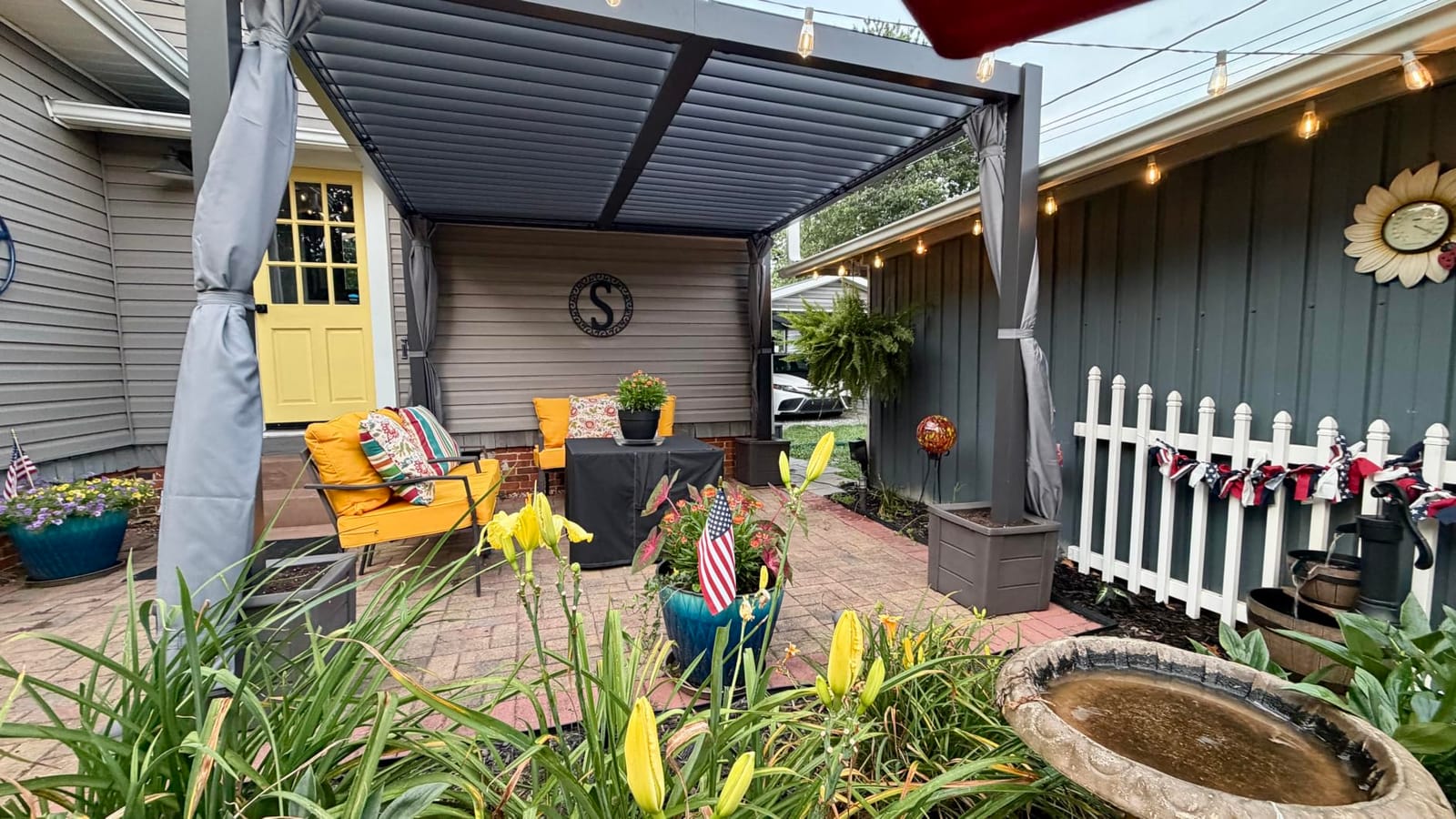 Aoxun Louvered Pergola 10x12 All-Aluminum, Waterproof Curtains and Netting customer photo 1