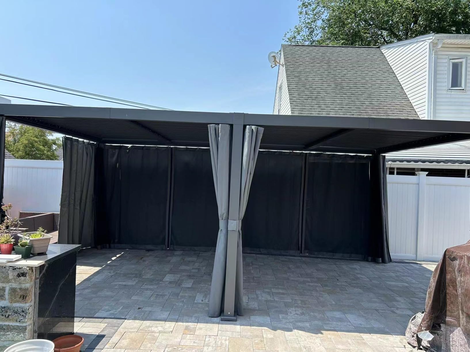 Aoxun Louvered Pergola 10x12 All-Aluminum, Waterproof Curtains and Netting customer photo 2