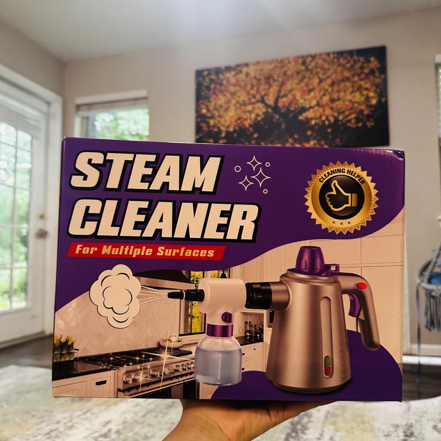 Handheld Steam Cleaner for Home, Pressurized Multi Purpose Steamer for Cleaning Upholstery Bed Furniture Couch Carpet Car with 14 Accessories & Safety Lock, Small Container for Grease customer photo 1