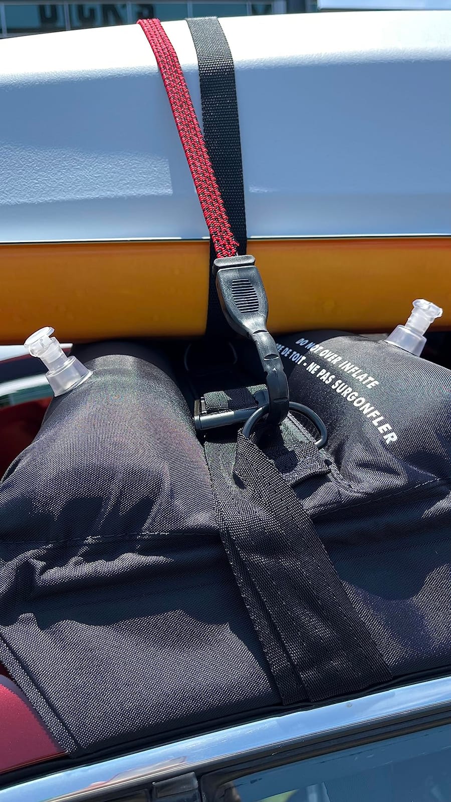 Universal Inflatable Soft Roof Rack Bars (Pair); Tie-Downs and Bow and Stern Lines Included; Carrier for Kayaks, Canoes, Surfboards and SUPs; Fits Cars and SUVs customer photo 1
