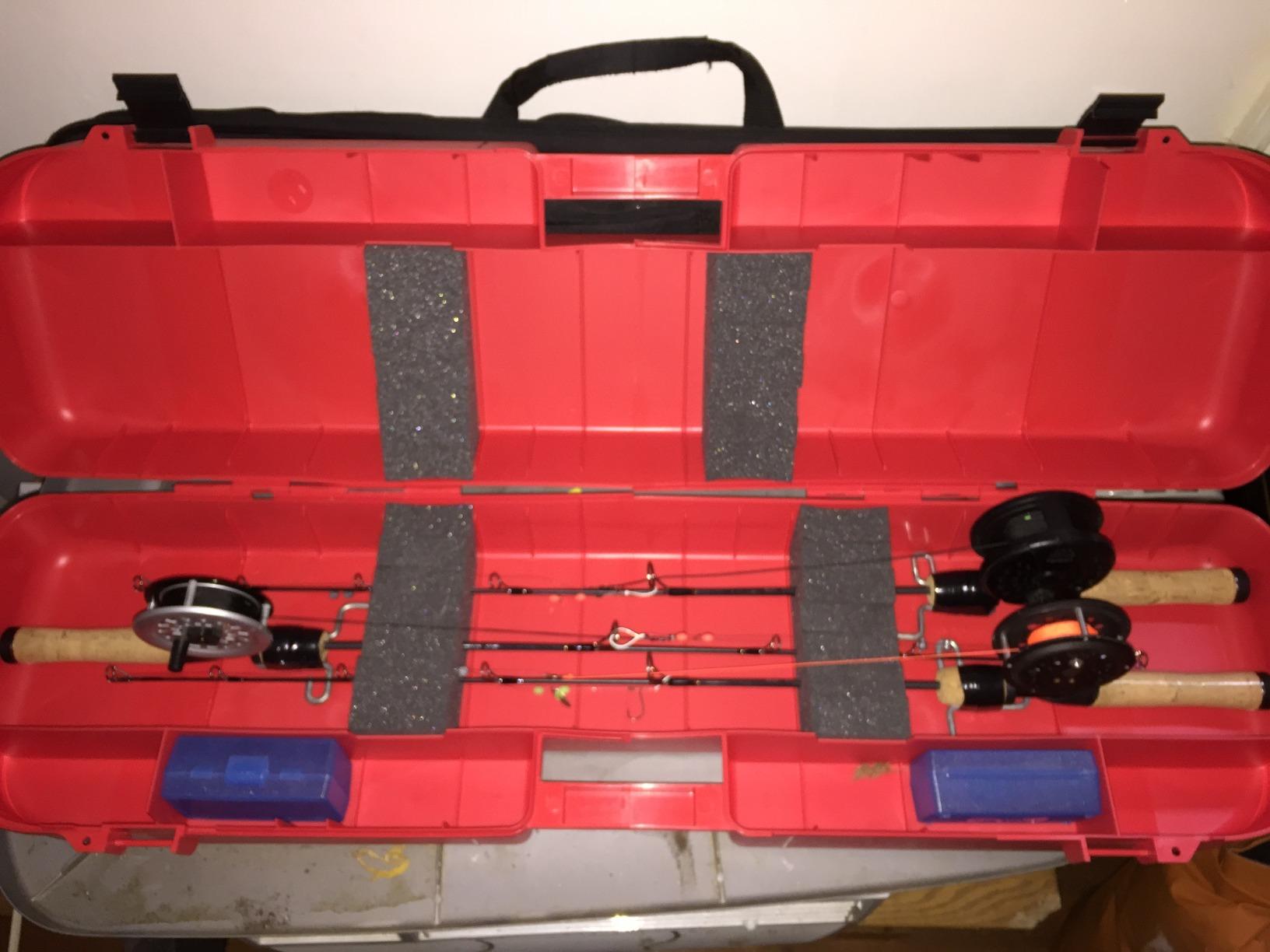MTM IFB-1-30 Ice Fishing Rod Box, Storage & Transport Case for Ice Fishing Rods, Holds up to 8 Rods, Secure Latch Design, Strong Handle, USA Made, Red customer photo 1