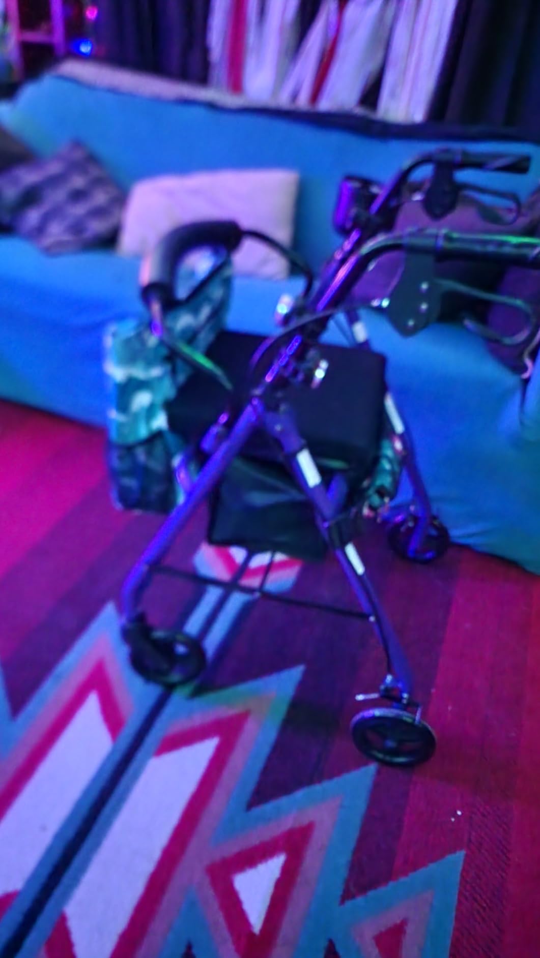 Medline Aluminum Rollator Walker with Seat, Purple, 250 lb. Weight Capacity, Lightweight, 6” Wheels, Foldable, Adjustable Handles, Rolling Walker for Seniors customer photo 2