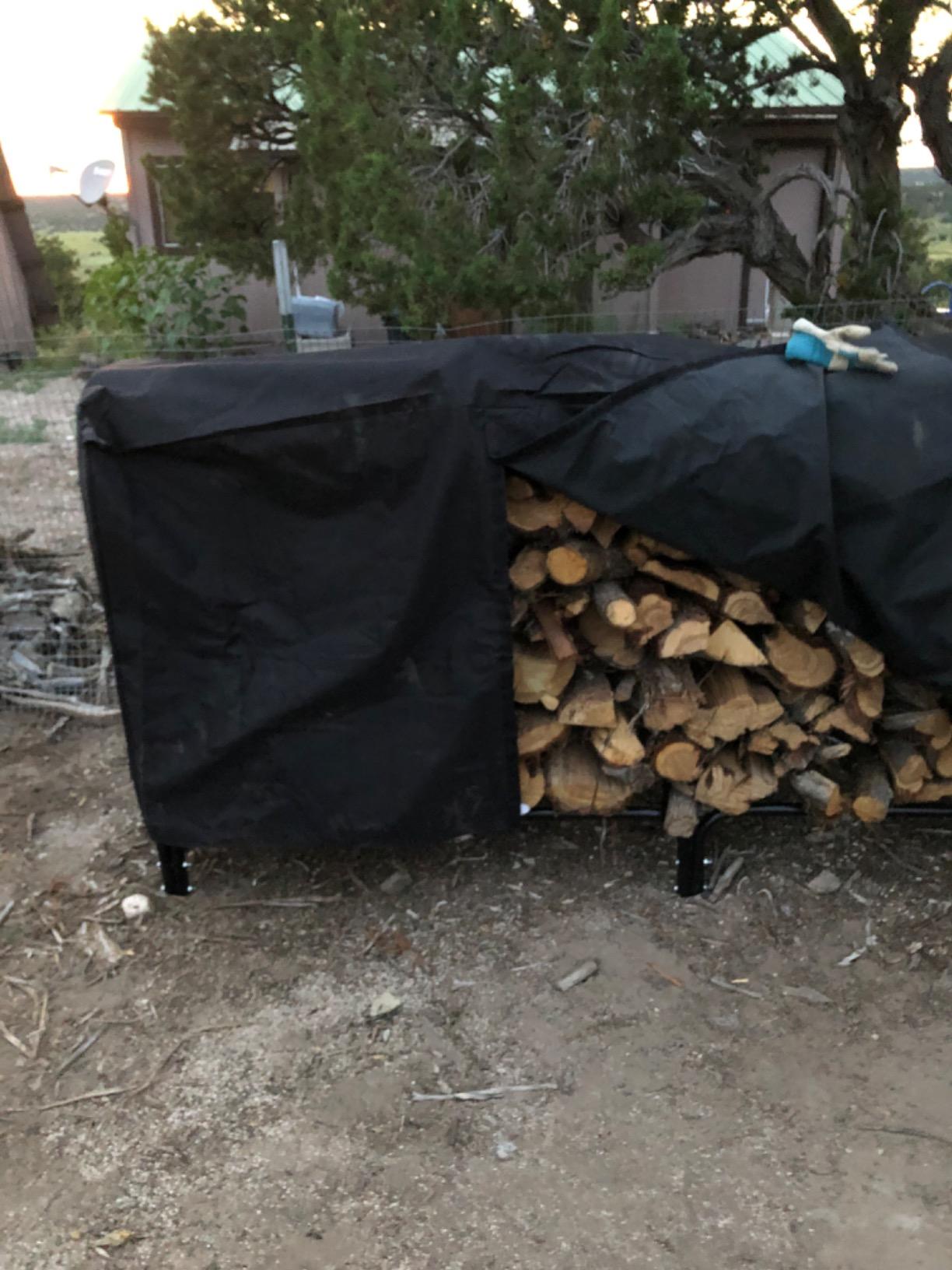 Sunnydaze Heavy-Duty Steel Outdoor 8 ft Firewood Rack with Cover, Black customer photo 1