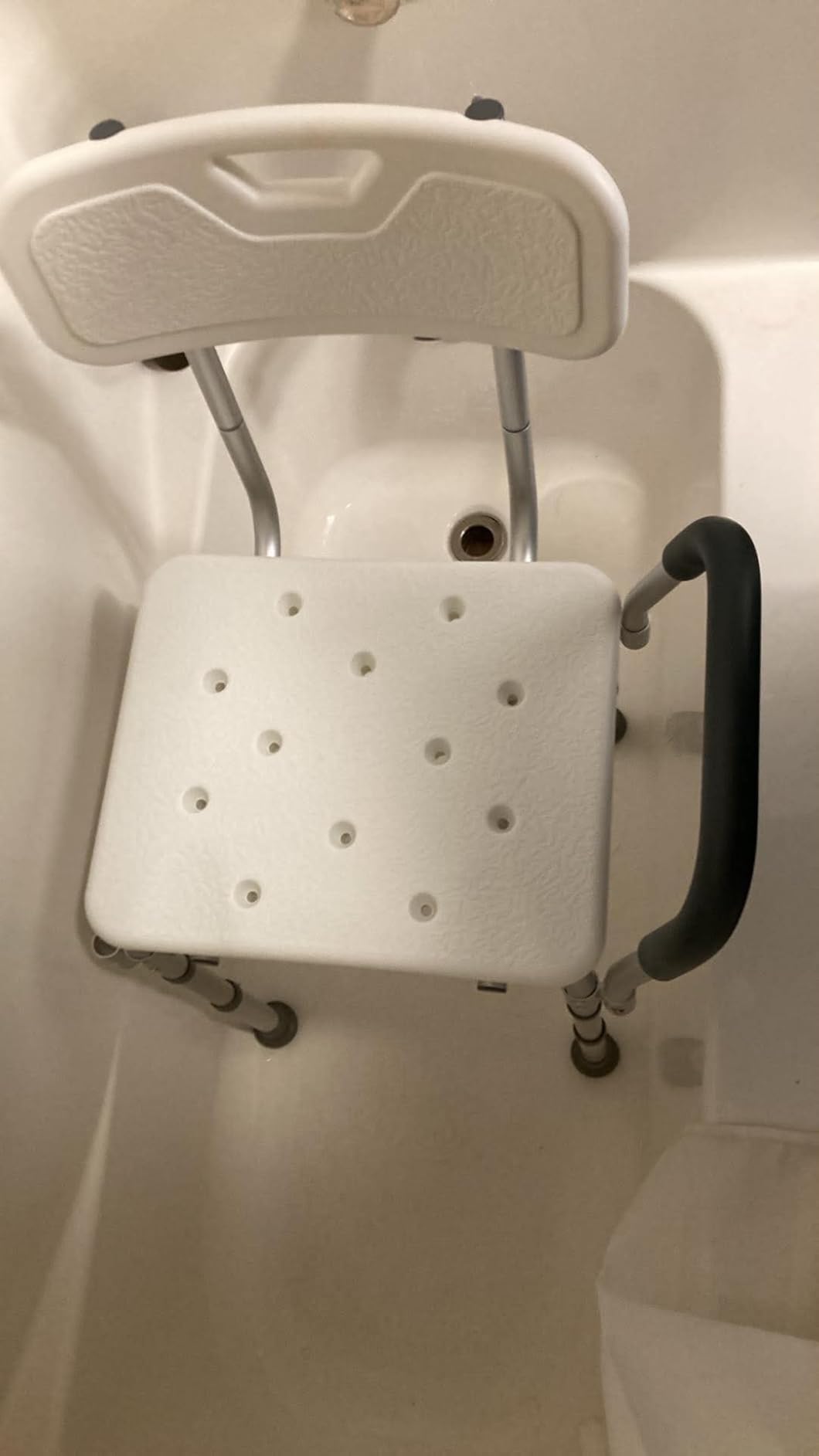 Drive Medical Premium Shower Chair with Back and Padded Arms, White customer photo 2