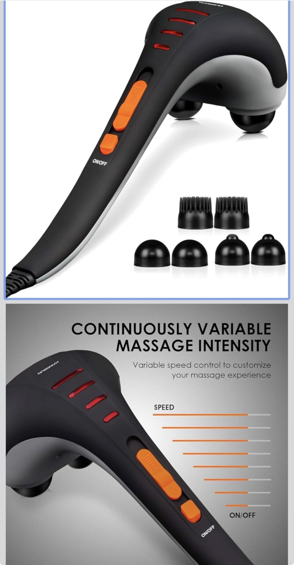 HANGSUN Handheld Neck Back Massager for Pain Relief Deep Tissue, Double Head Full Body Percussion Massage MG400 for Shoulder, Leg, Foot, Muscles customer photo 1