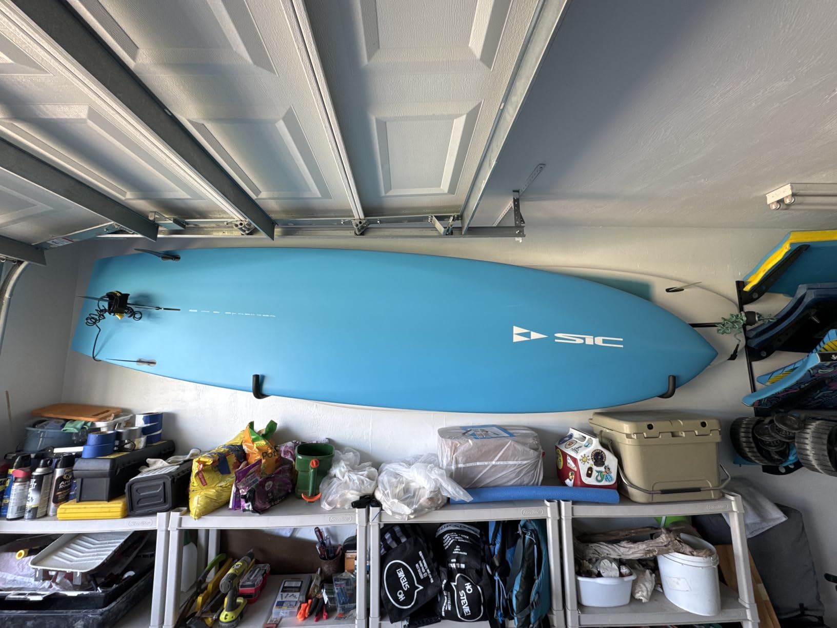 BPS Surfboard Wall Rack (Small) - Marine Grade Stainless Steel Soft Padding - Protection Board's Rail Home Garage - Easy Install Surf Board Wall Rack customer photo 1