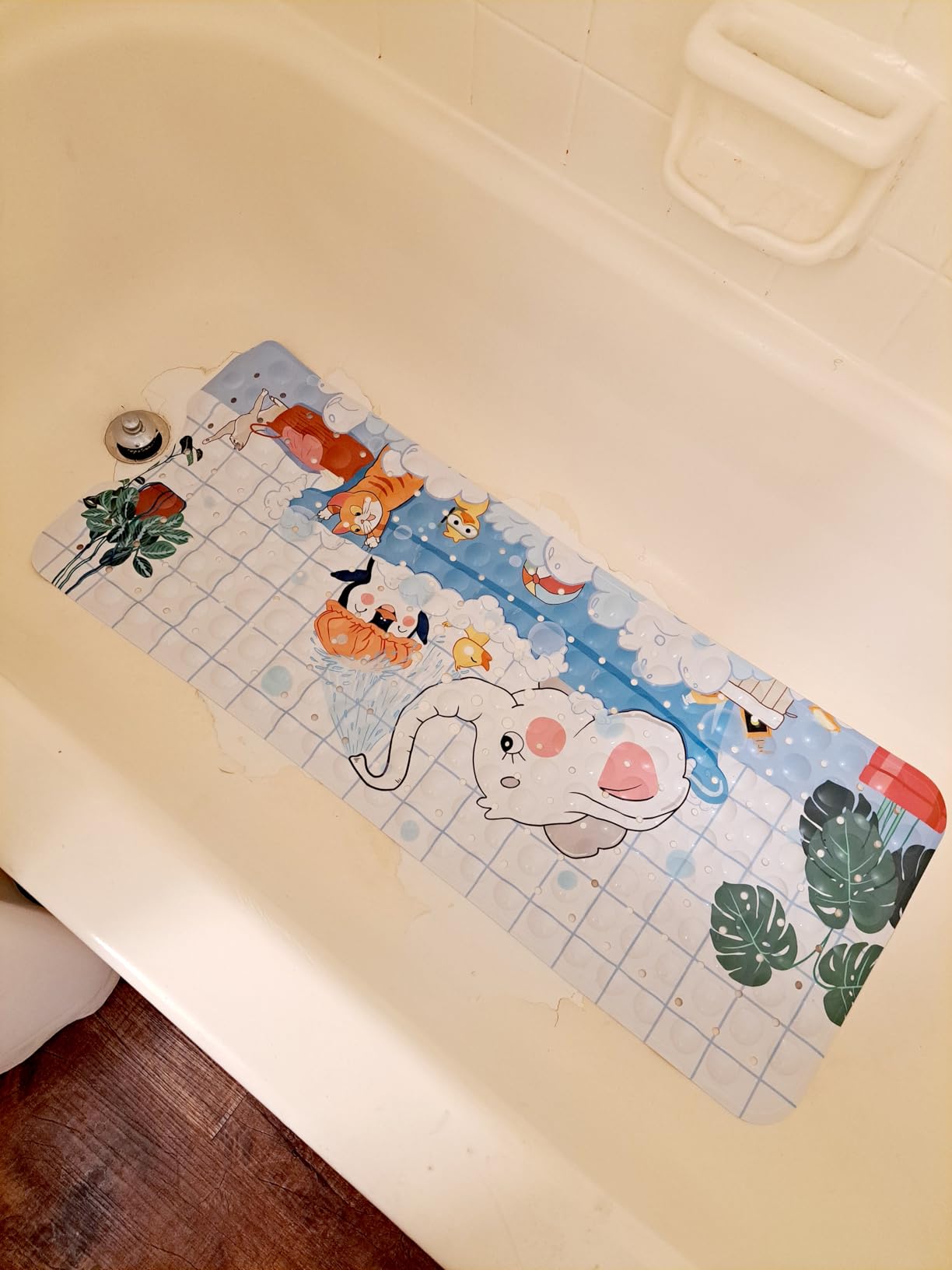 AmazerBath Shower Mat Non Slip 40 x 16 Inches, Bathtub Mat Shower Stall Mats with Suction Cups and Drain Holes, Non Slip Bath Mat for Tub for Elderly & Kids, Clear Blue customer photo 1