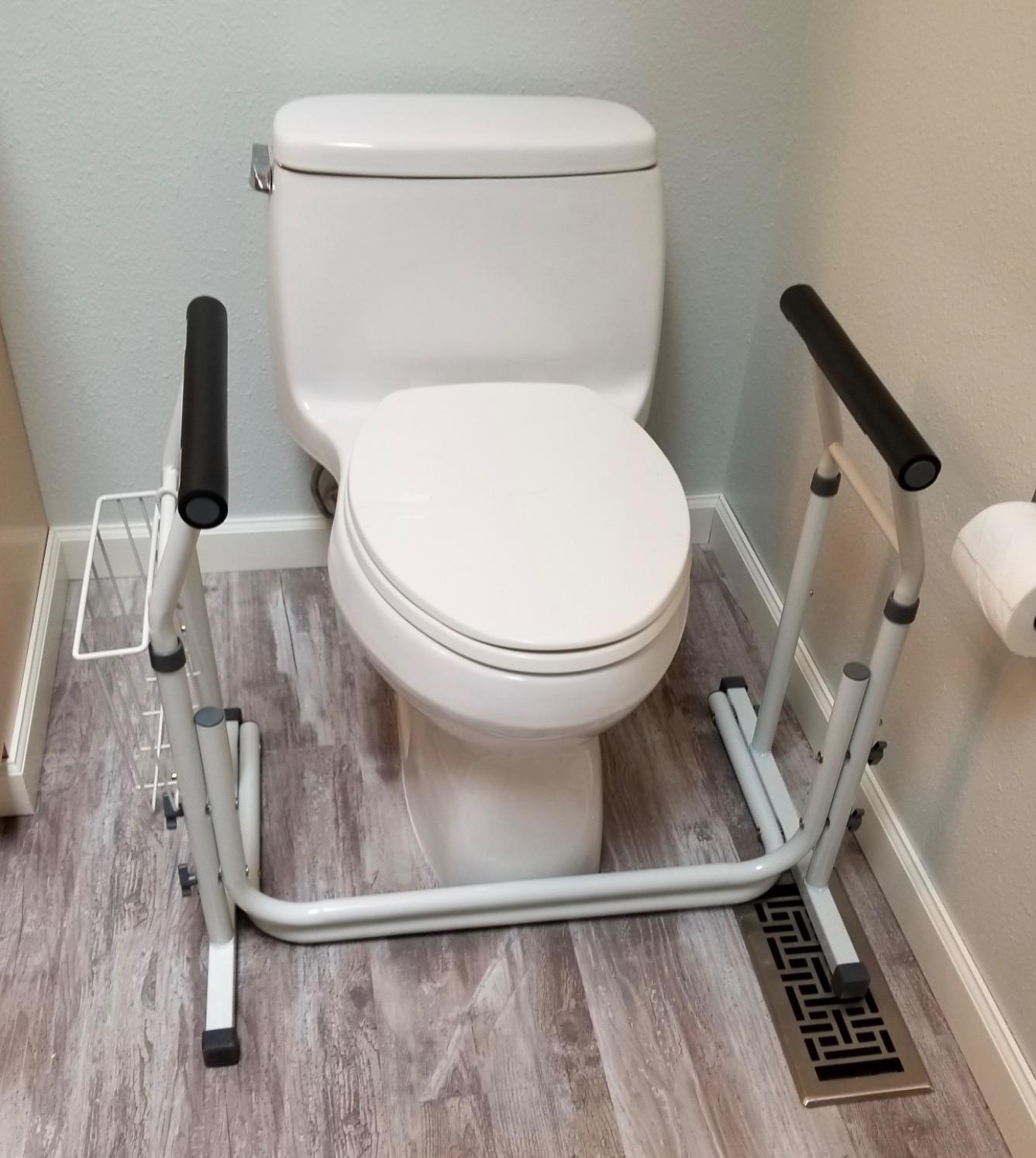 FSA/HSA Eligible, Vaunn Medical Bathroom Patented Height Adjustable Height Toilet Rail Grab Bar and Commode Safety Frame Handle (Adjust 24-30”H) customer photo 1
