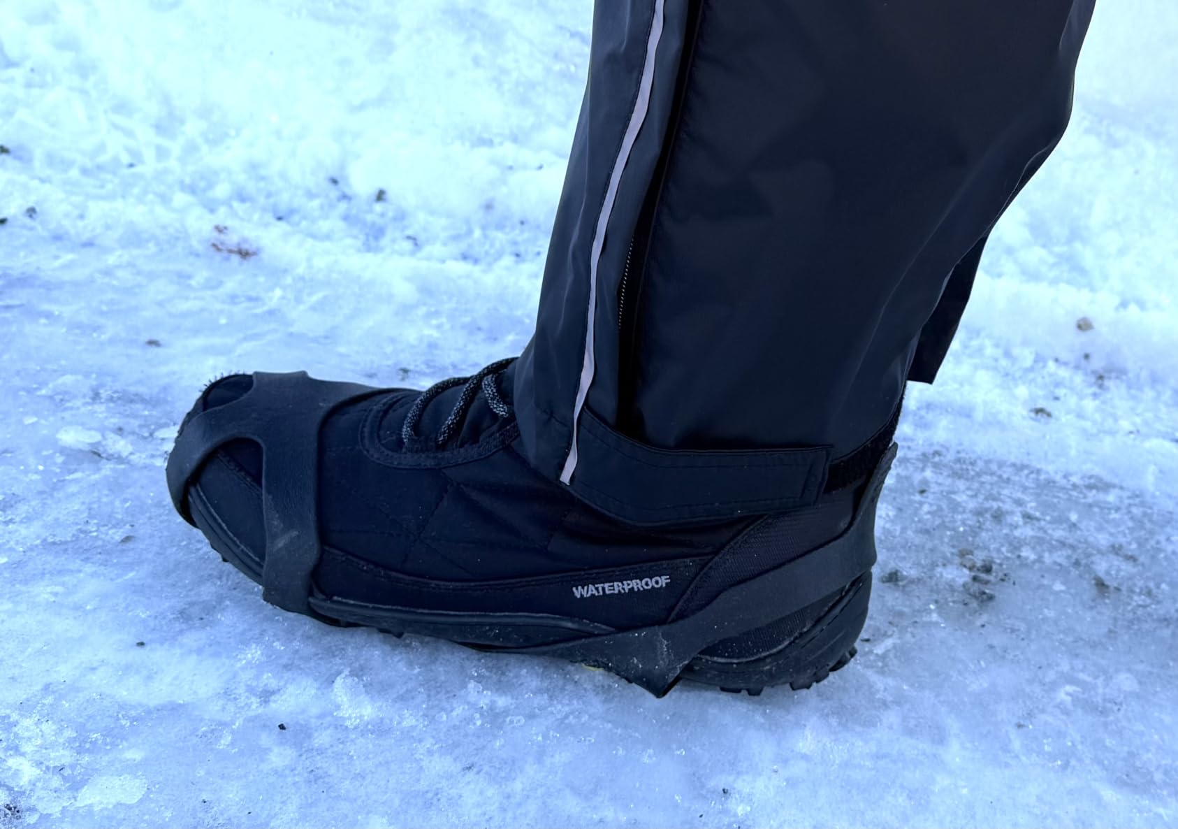 Sfee Ice Cleats for Boots Shoes, Snow Grips Cleats for Ice and Snow Anti-Slip Rubber Traction Cleats for Walking on Snow and Ice 10 Steel Studs Crampons for Hiking, Walking, Climbing, Jogging customer photo 2