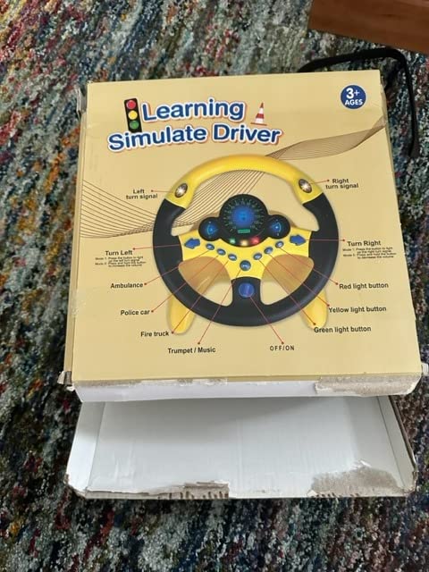 Simulated Driving Controller Portable Simulated Driving Steering Wheel Copilot Toy Children's Educational Sounding Toy Small Steering Wheel Toy Gift Funny Interactive Driving Wheel with Music customer photo 2