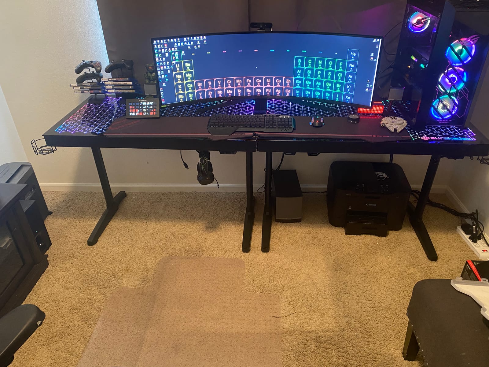 EUREKA ERGONOMIC Gaming Desk, 43 Inch Computer Desk with RGB LED Glass Top customer photo 1