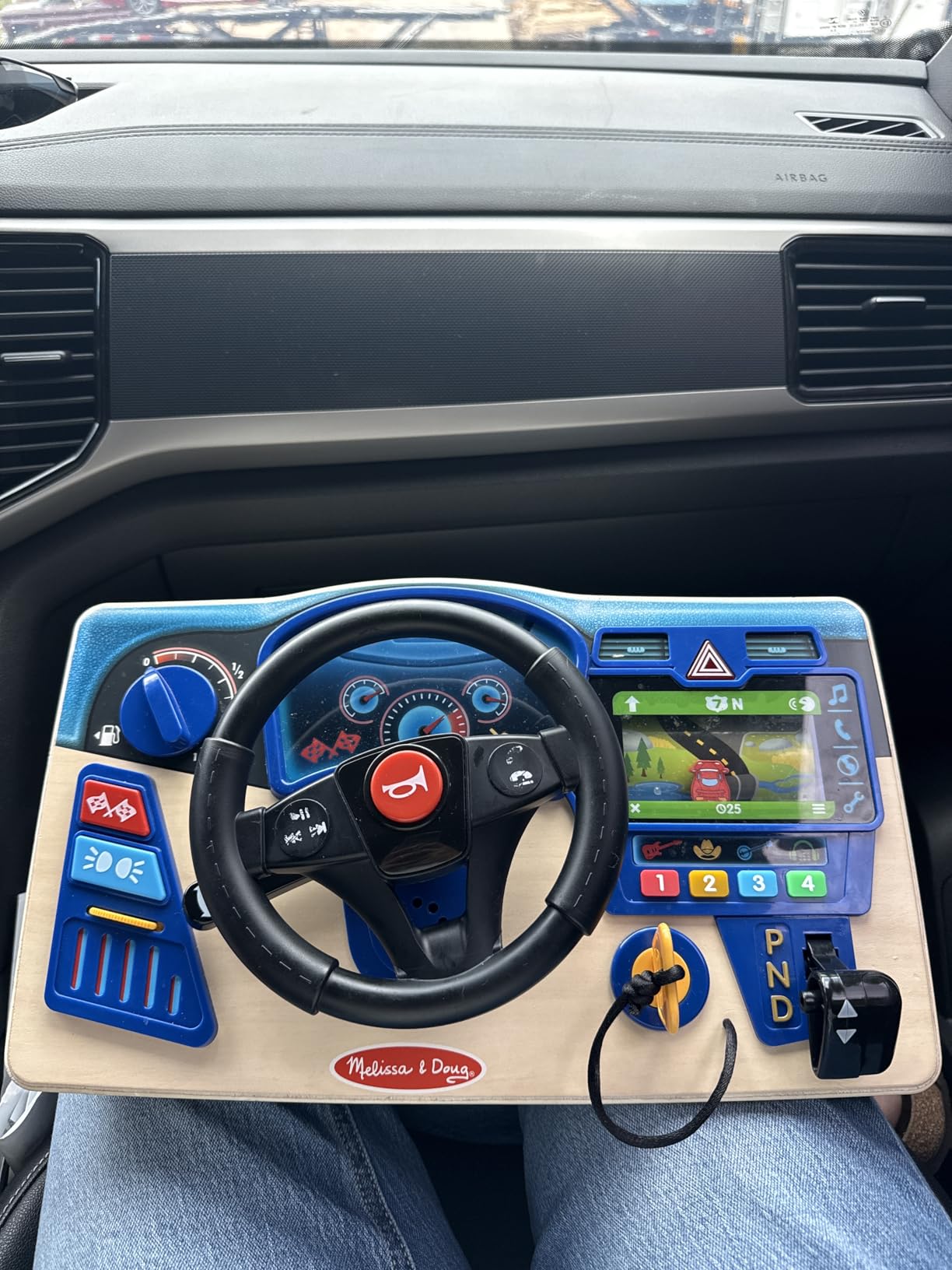Melissa & Doug Vroom & Zoom, Interactive Wooden Dashboard, Racing Car Steering Wheel Toy, Lights & Sounds, Preschool Learning Toys for Girls & Boys 3+ - FSC Certified customer photo 2