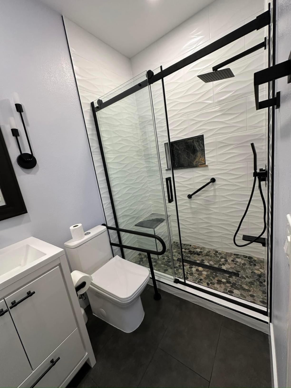 ZUEXT 16 Inch Chrome Knurled Anti Slip Stainless Steel Shower Grab Bar customer photo 2