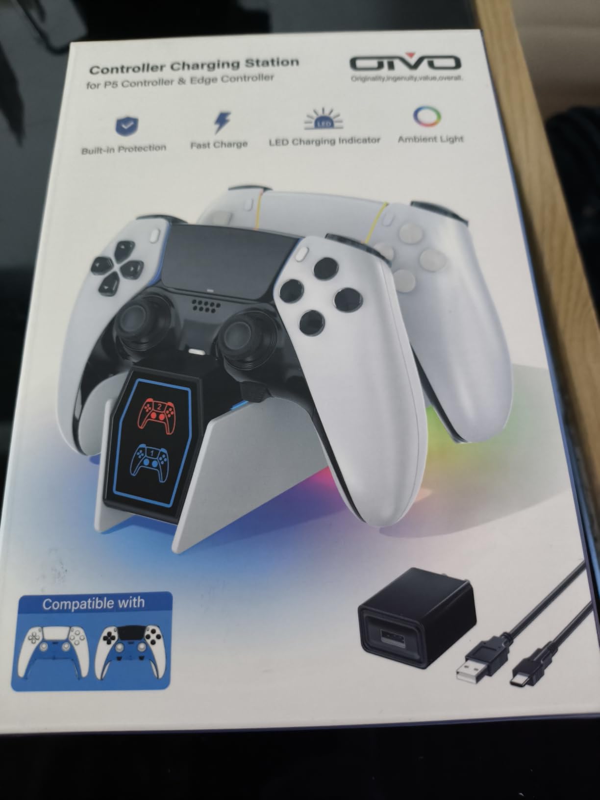OIVO PS5 Controller Charger with Fast Charging AC Adapter, PS5 Controller Charging Station Stand for PlayStation 5, Docking Station Replacement for PS 5 Accessories Kits customer photo 1