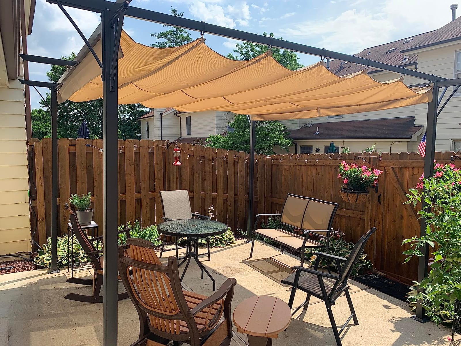 Patio Pergola with Retractable Shade - ABCCANOPY 10x10 Outdoor Retractable Pergola with Sun Shade Aluminum Shelter for Garden, Deck, Lawn, Porch & Backyard (Dark Gray) customer photo 1