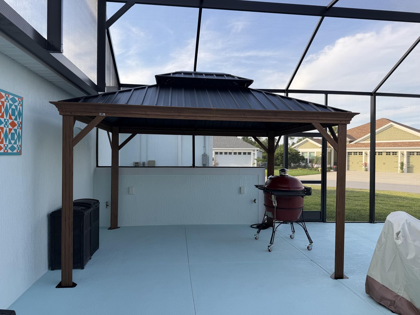 PURPLE LEAF Hardtop Gazebo 10' x 12' with Drainage System, Wood Grain Frame customer photo 1