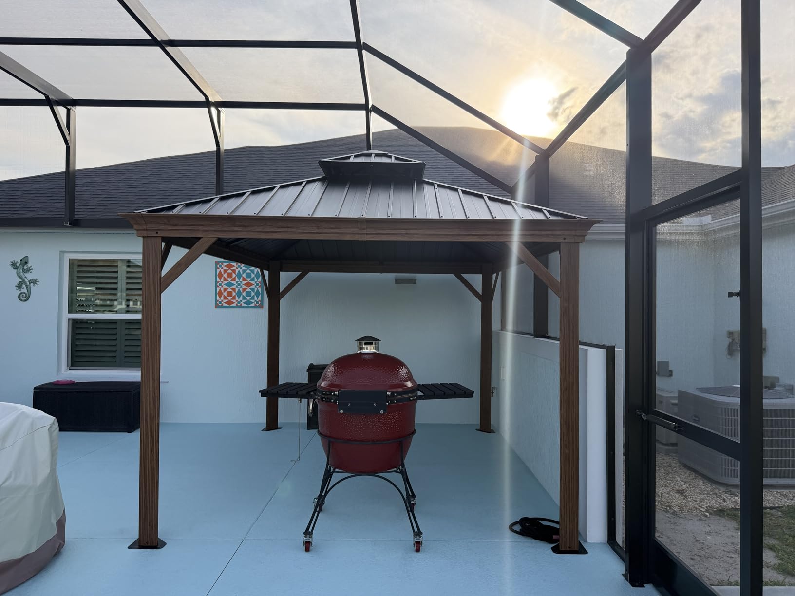 PURPLE LEAF Hardtop Gazebo 10' x 12' with Drainage System, Wood Grain Frame customer photo 2