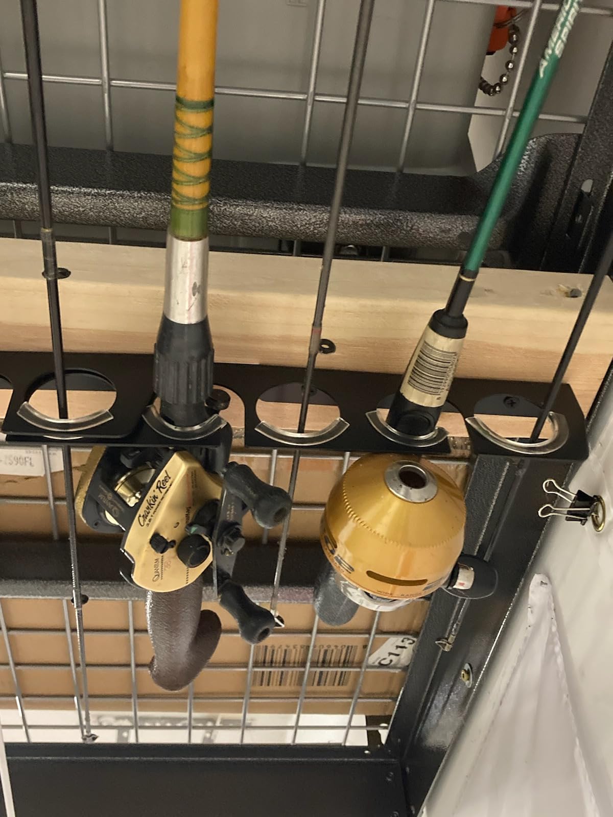 Ceiling Mount Fishing Rod Holder, Heavy Duty Fishing Pole Storage Rack, Ceiling Hanging Fishing Rod Bracket for Garage, Cabin Fishing Gear Organizer customer photo 2