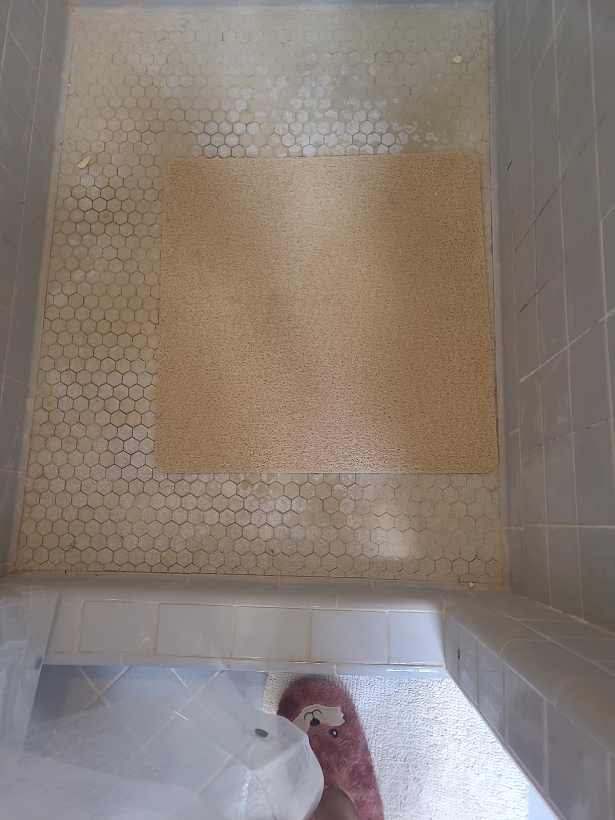 Non Slip Shower Mat, Comfortable Bath mat for Textured Surface,Quick Drying Easy Cleaning Shower Floor Mat for Wet Area,Without Suction Cups Grey 24 x 24 customer photo 2
