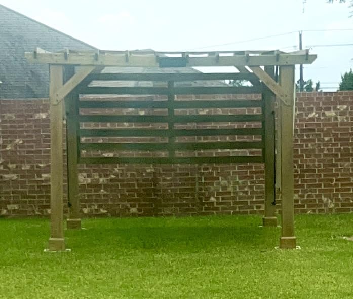 Sunjoy Cedar Pergola 10 x 11 ft. Wooden Hot Tub Pergola with Adjustable Canopy and Privacy Screen by SummerCove customer photo 1