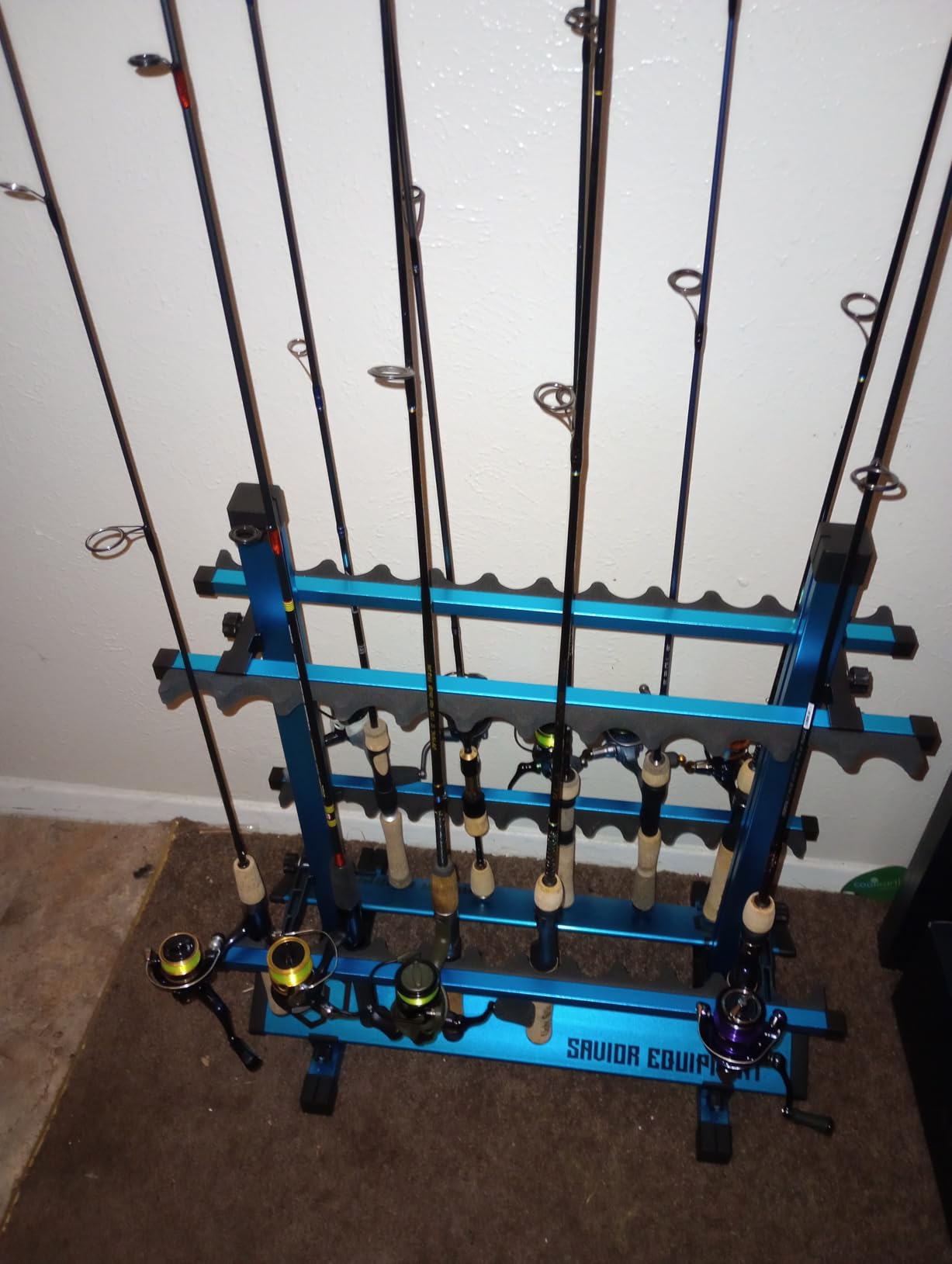 Savior Equipment Fishing Rod Rack Holder Organizer, 24-48 Slots to Hold Fresh Salt Water Spinning Rods & Reel Combo, Lightweight Aluminum Vertical Fish Pole Garage Storage Ground Display Stand customer photo 2